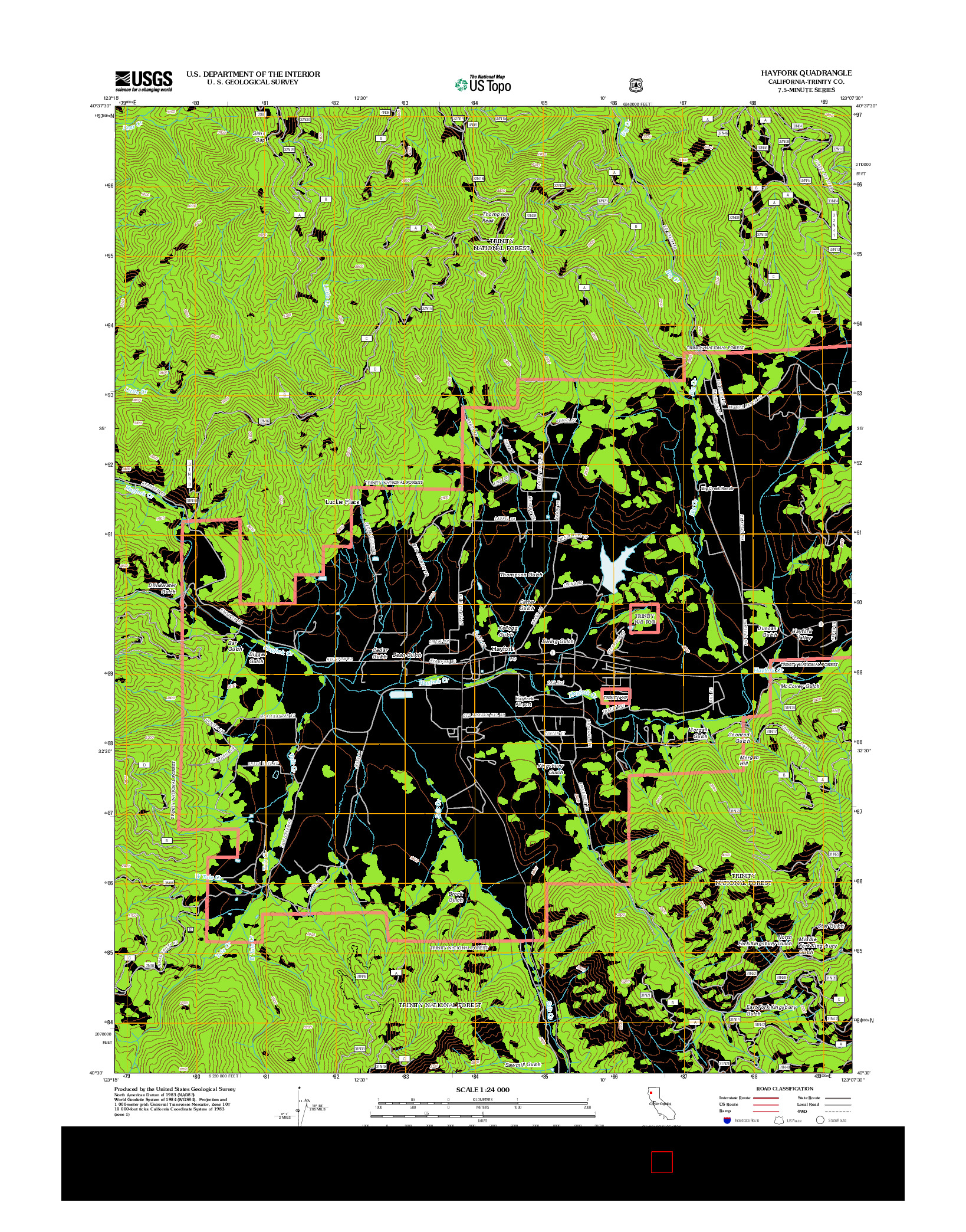 USGS US TOPO 7.5-MINUTE MAP FOR HAYFORK, CA 2012