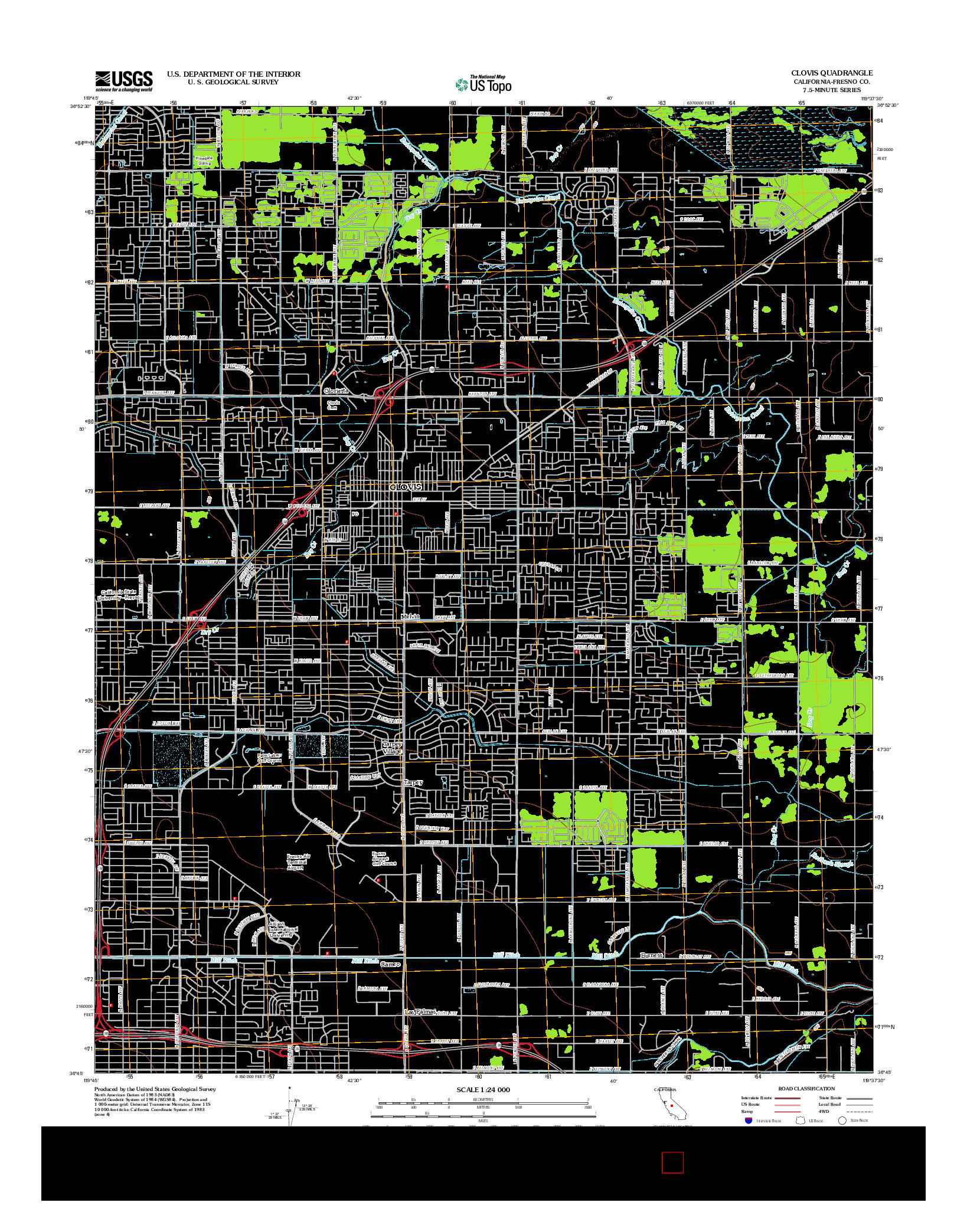 USGS US TOPO 7.5-MINUTE MAP FOR CLOVIS, CA 2012