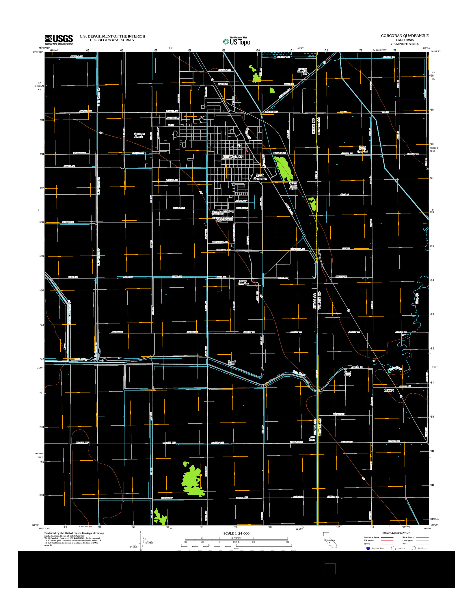 USGS US TOPO 7.5-MINUTE MAP FOR CORCORAN, CA 2012