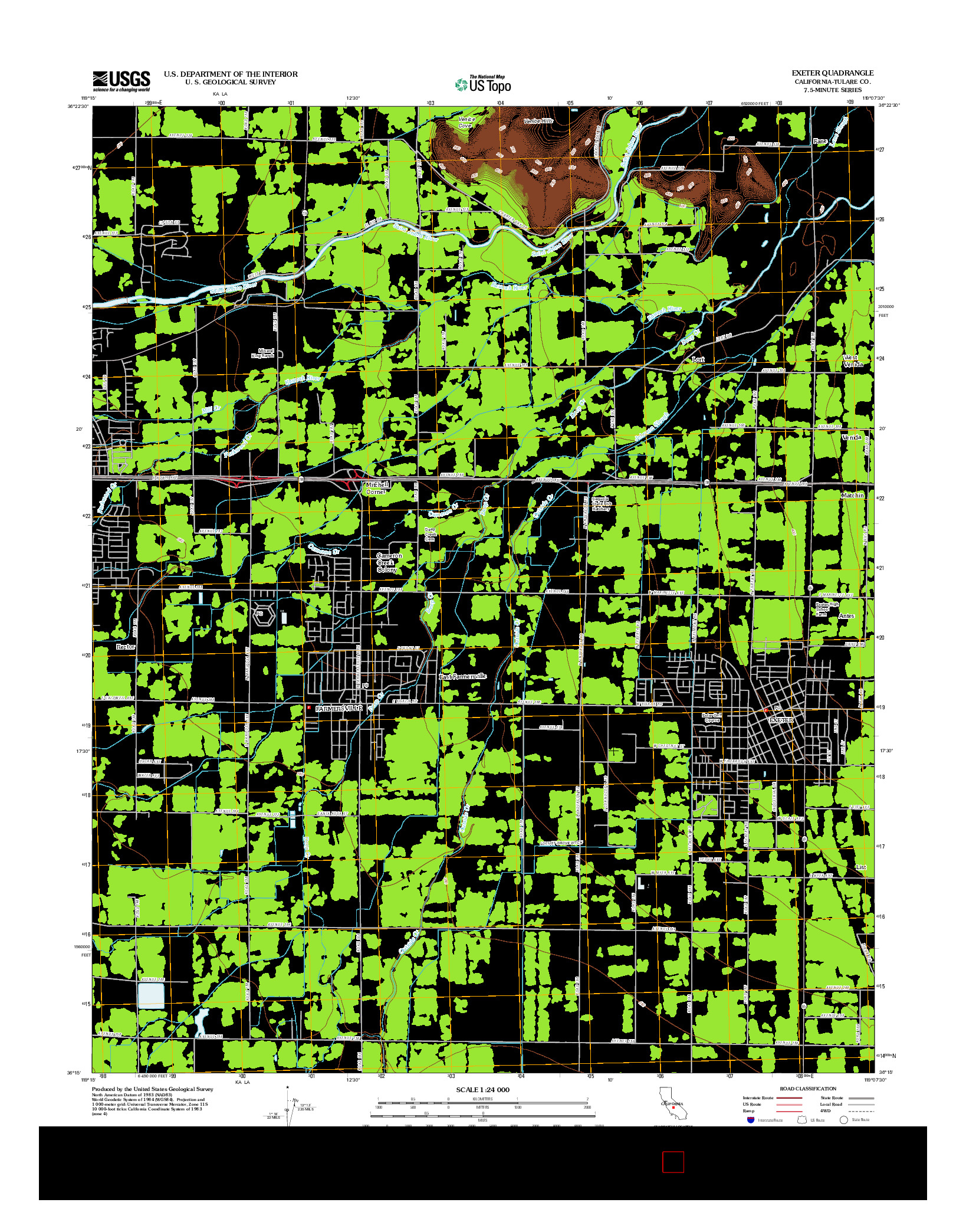 USGS US TOPO 7.5-MINUTE MAP FOR EXETER, CA 2012