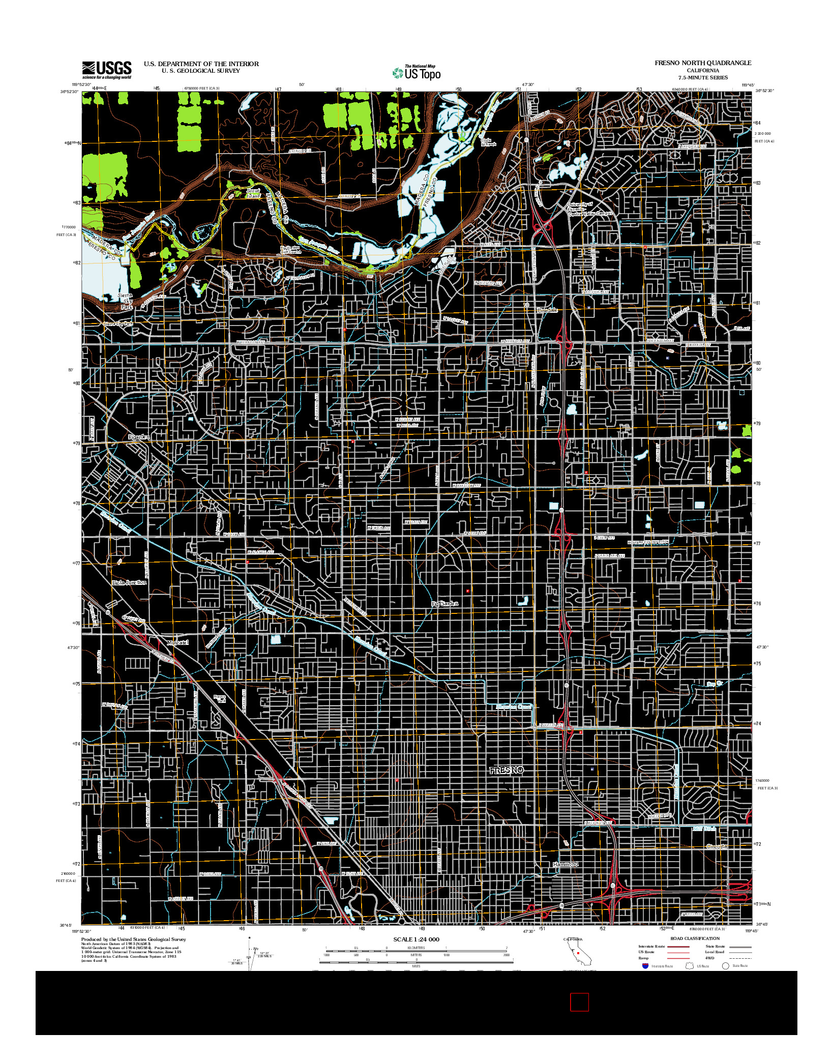 USGS US TOPO 7.5-MINUTE MAP FOR FRESNO NORTH, CA 2012