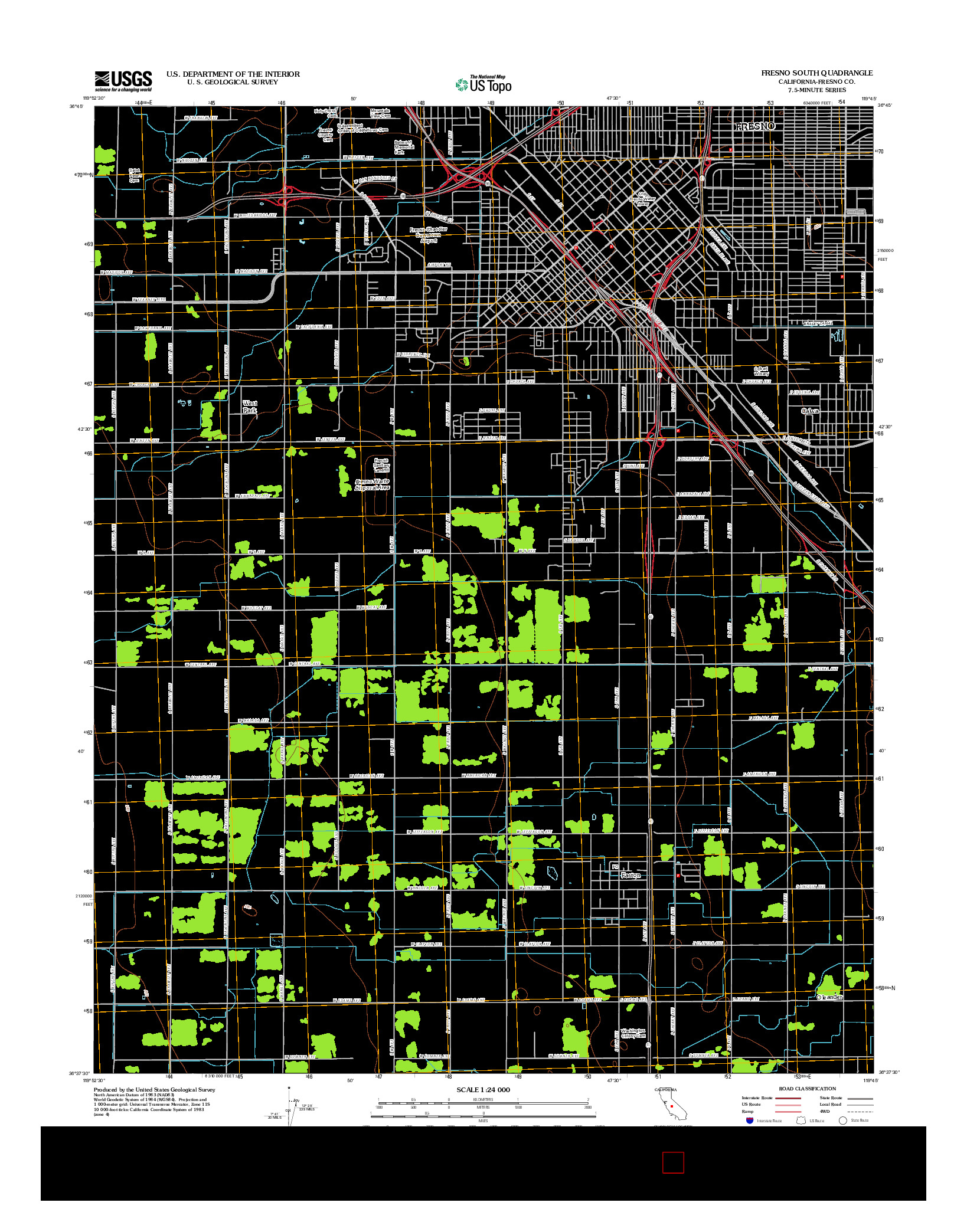 USGS US TOPO 7.5-MINUTE MAP FOR FRESNO SOUTH, CA 2012