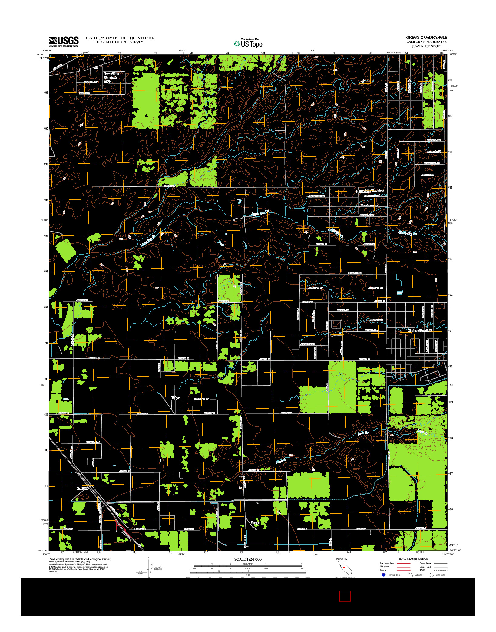 USGS US TOPO 7.5-MINUTE MAP FOR GREGG, CA 2012