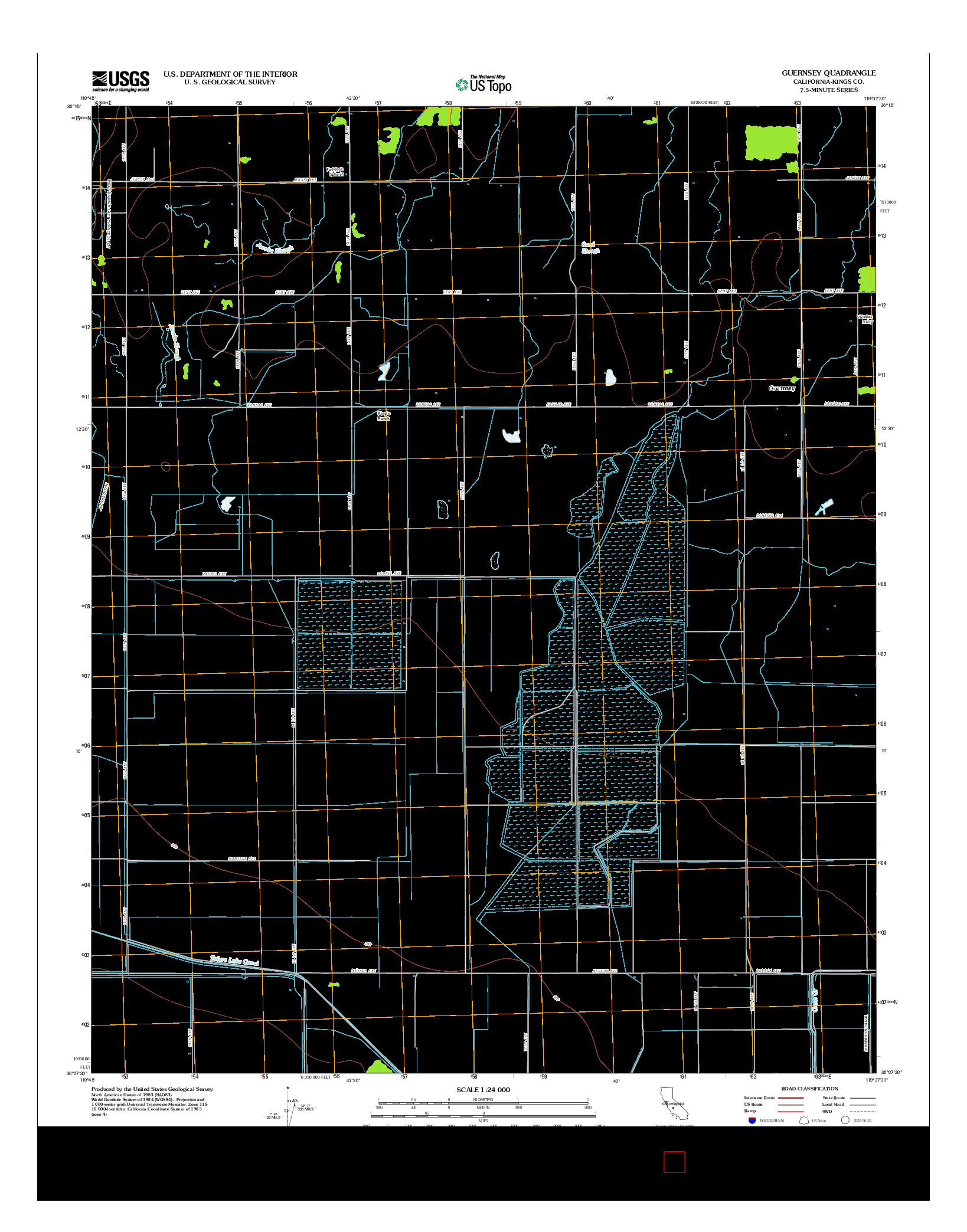 USGS US TOPO 7.5-MINUTE MAP FOR GUERNSEY, CA 2012