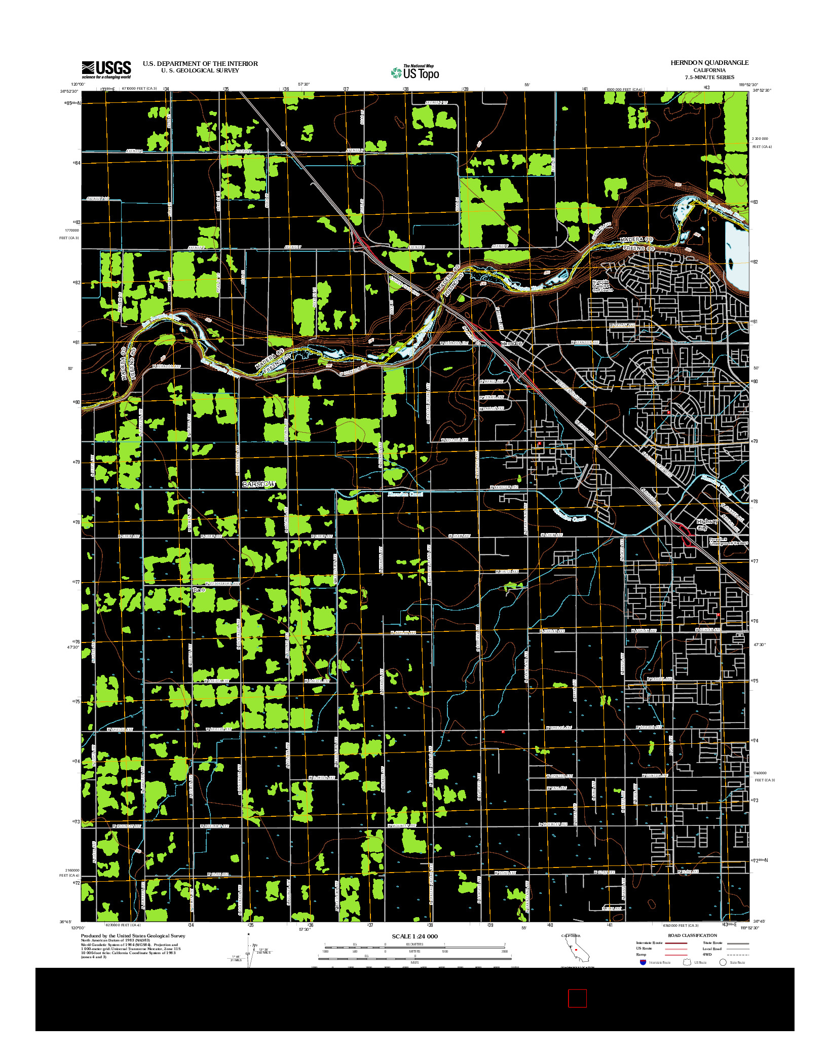 USGS US TOPO 7.5-MINUTE MAP FOR HERNDON, CA 2012