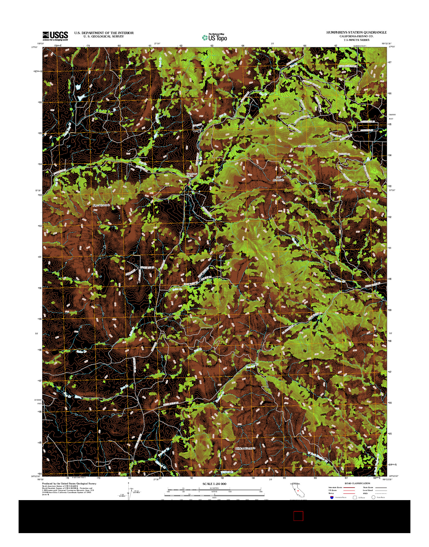 USGS US TOPO 7.5-MINUTE MAP FOR HUMPHREYS STATION, CA 2012