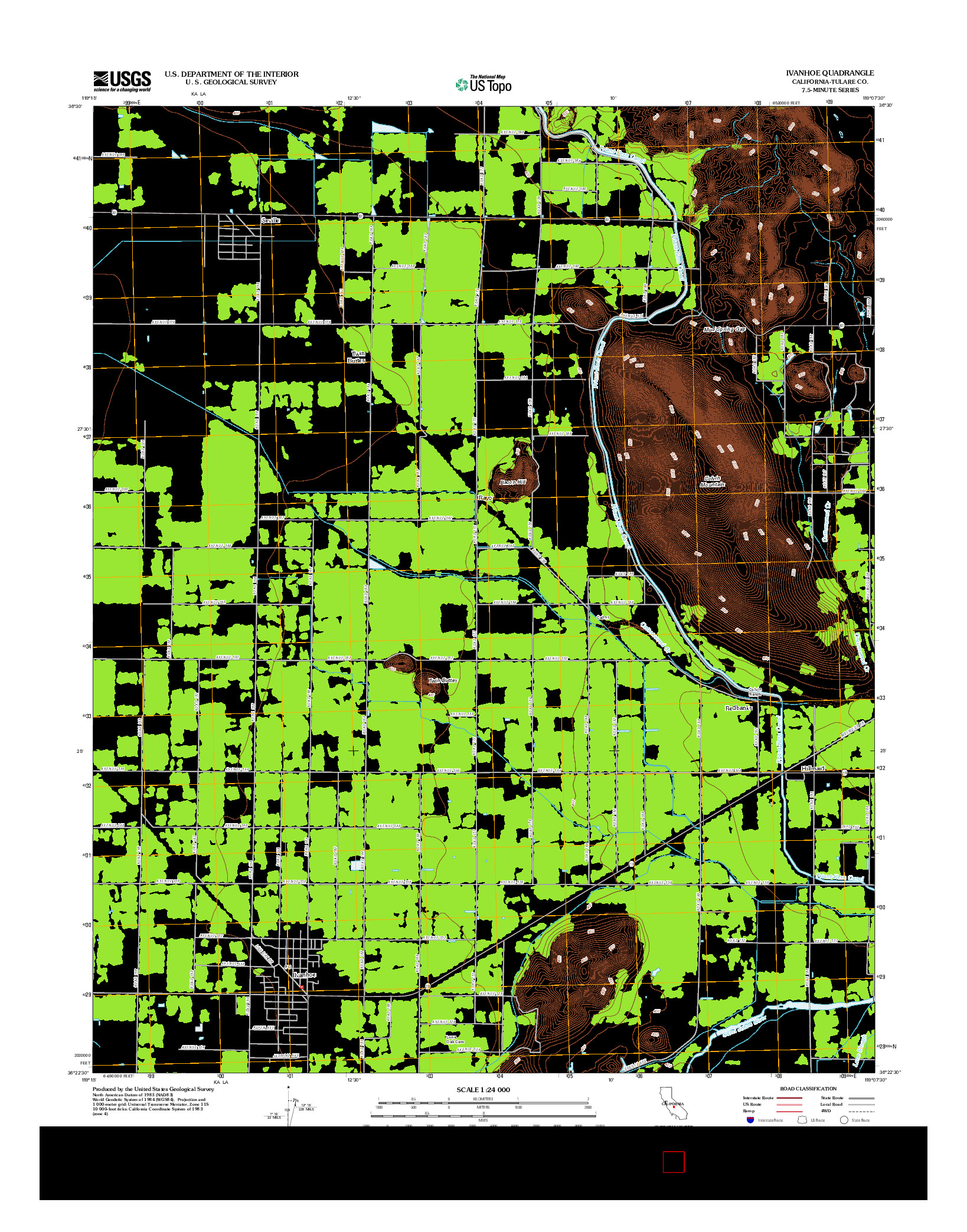 USGS US TOPO 7.5-MINUTE MAP FOR IVANHOE, CA 2012