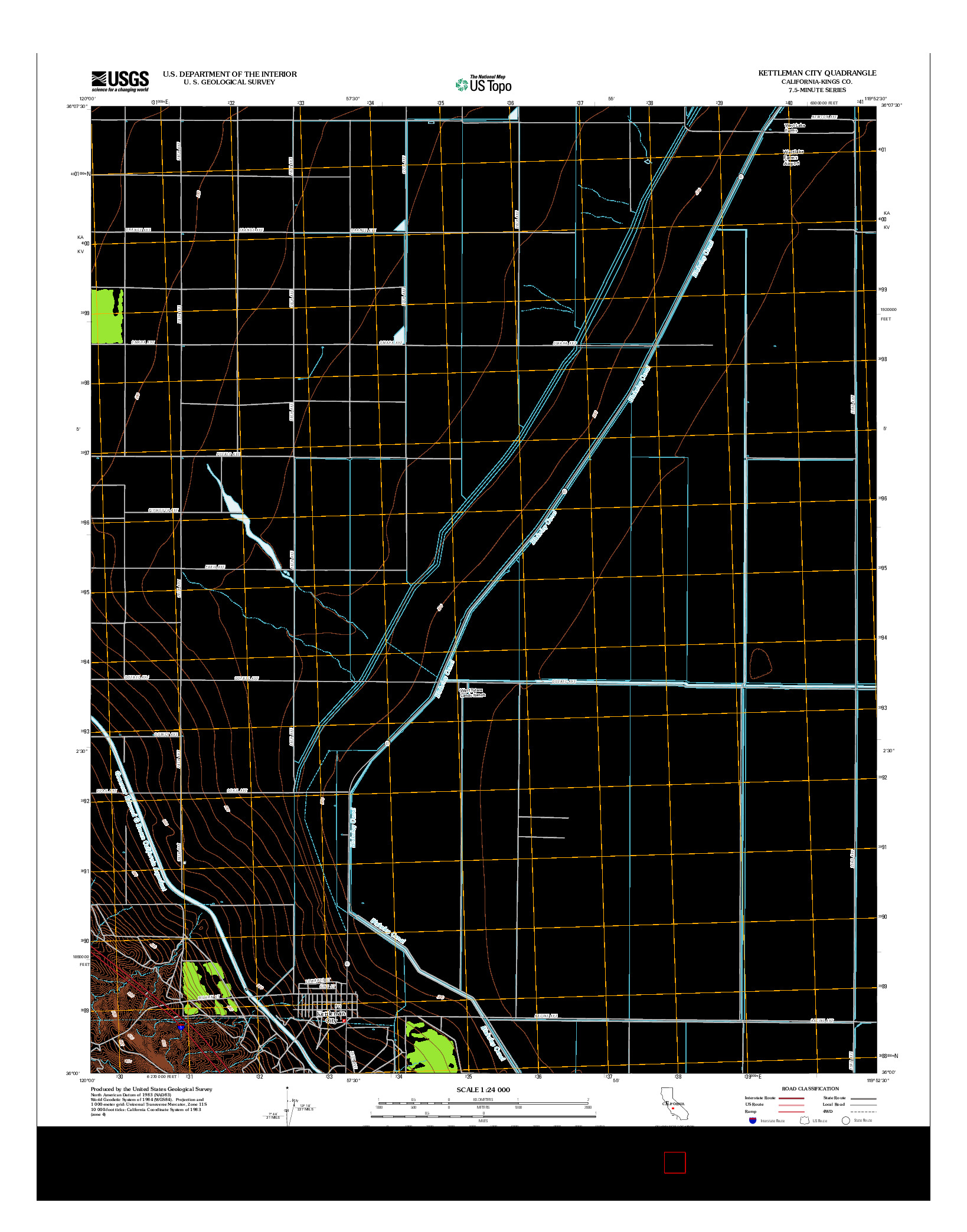 USGS US TOPO 7.5-MINUTE MAP FOR KETTLEMAN CITY, CA 2012