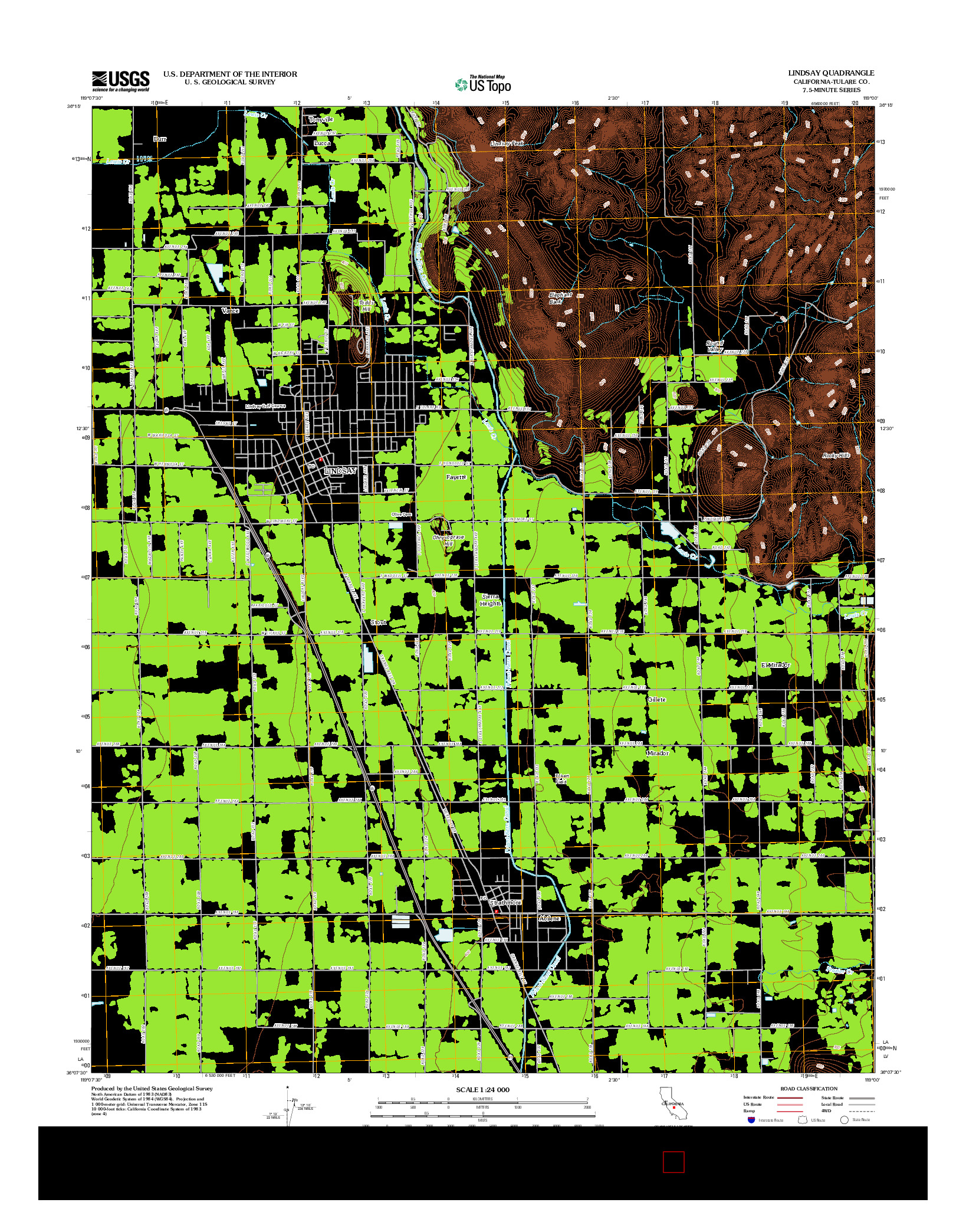 USGS US TOPO 7.5-MINUTE MAP FOR LINDSAY, CA 2012