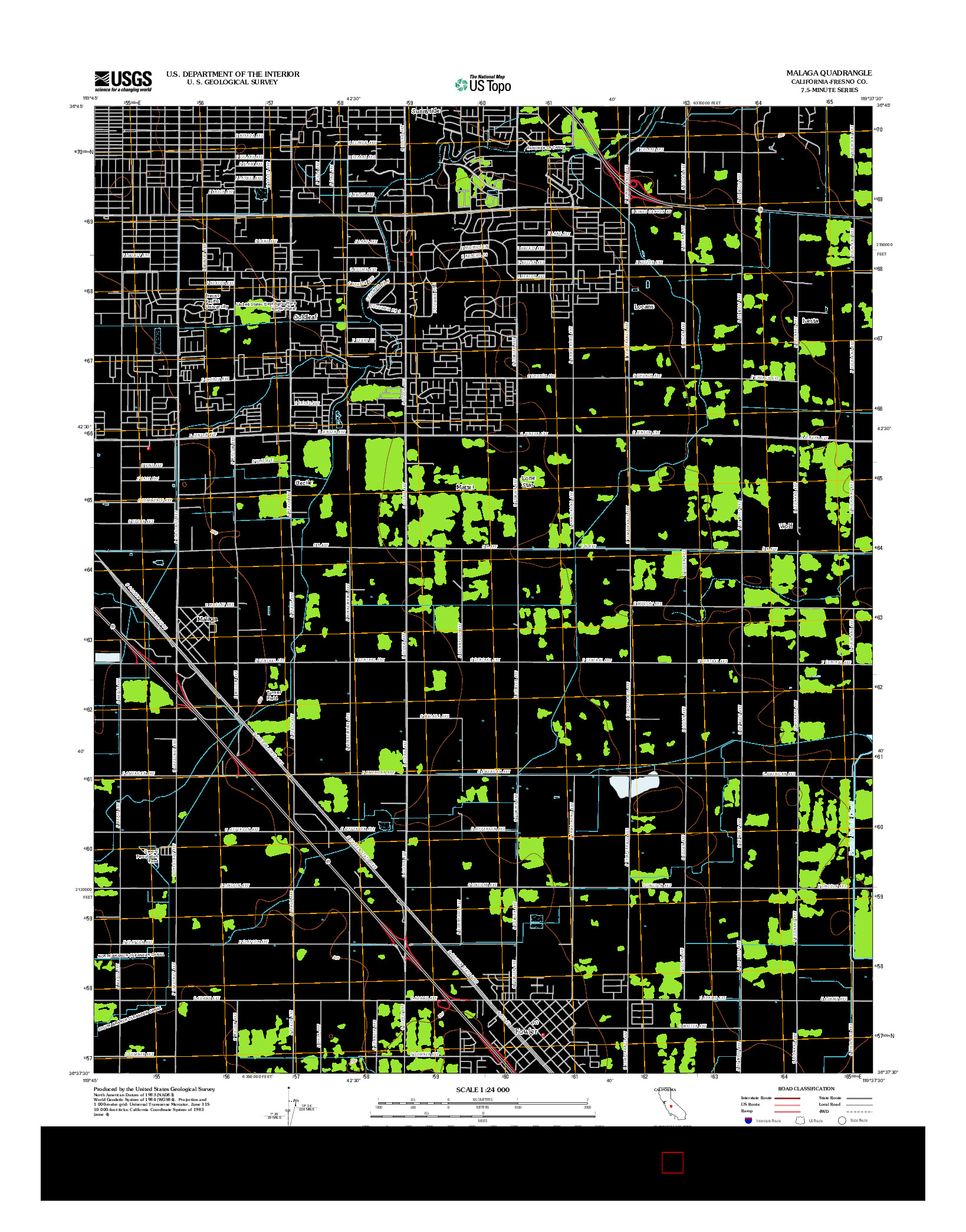 USGS US TOPO 7.5-MINUTE MAP FOR MALAGA, CA 2012