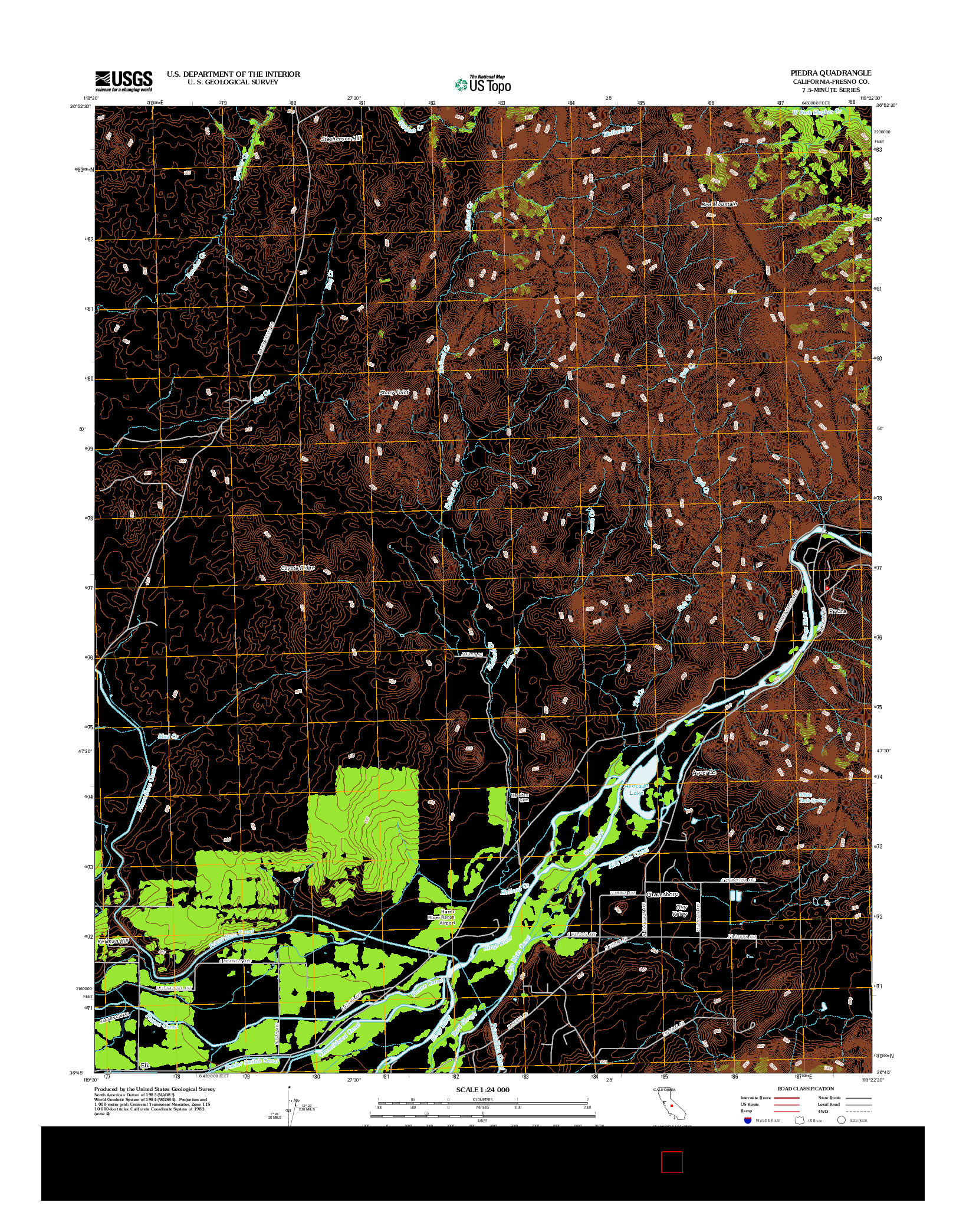 USGS US TOPO 7.5-MINUTE MAP FOR PIEDRA, CA 2012