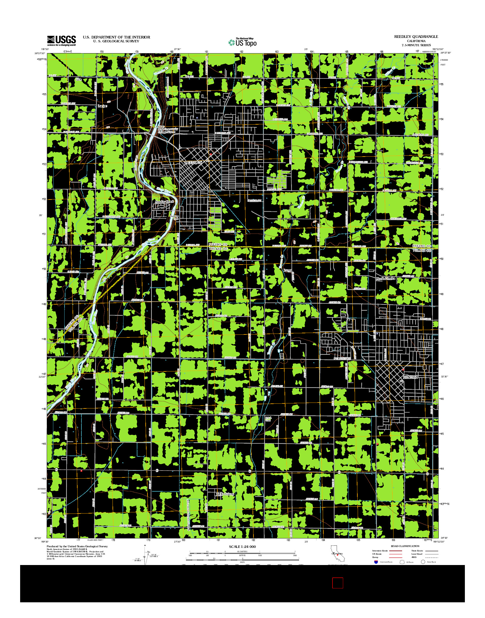 USGS US TOPO 7.5-MINUTE MAP FOR REEDLEY, CA 2012