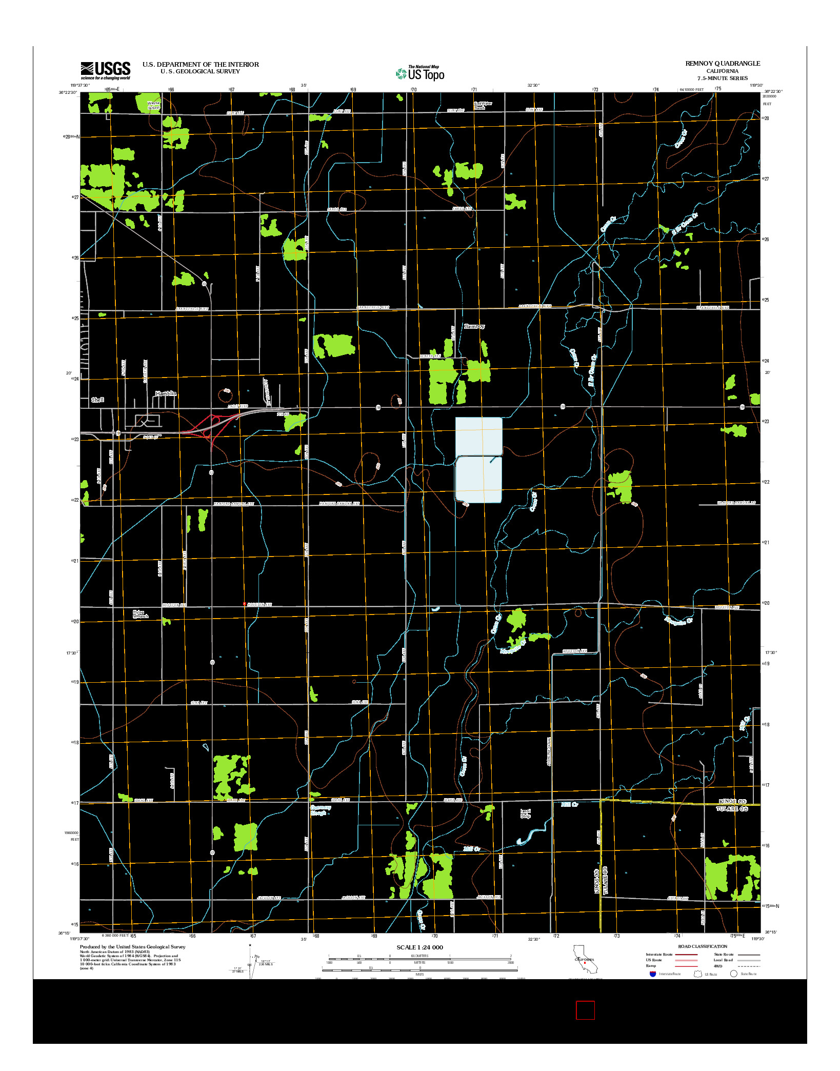 USGS US TOPO 7.5-MINUTE MAP FOR REMNOY, CA 2012