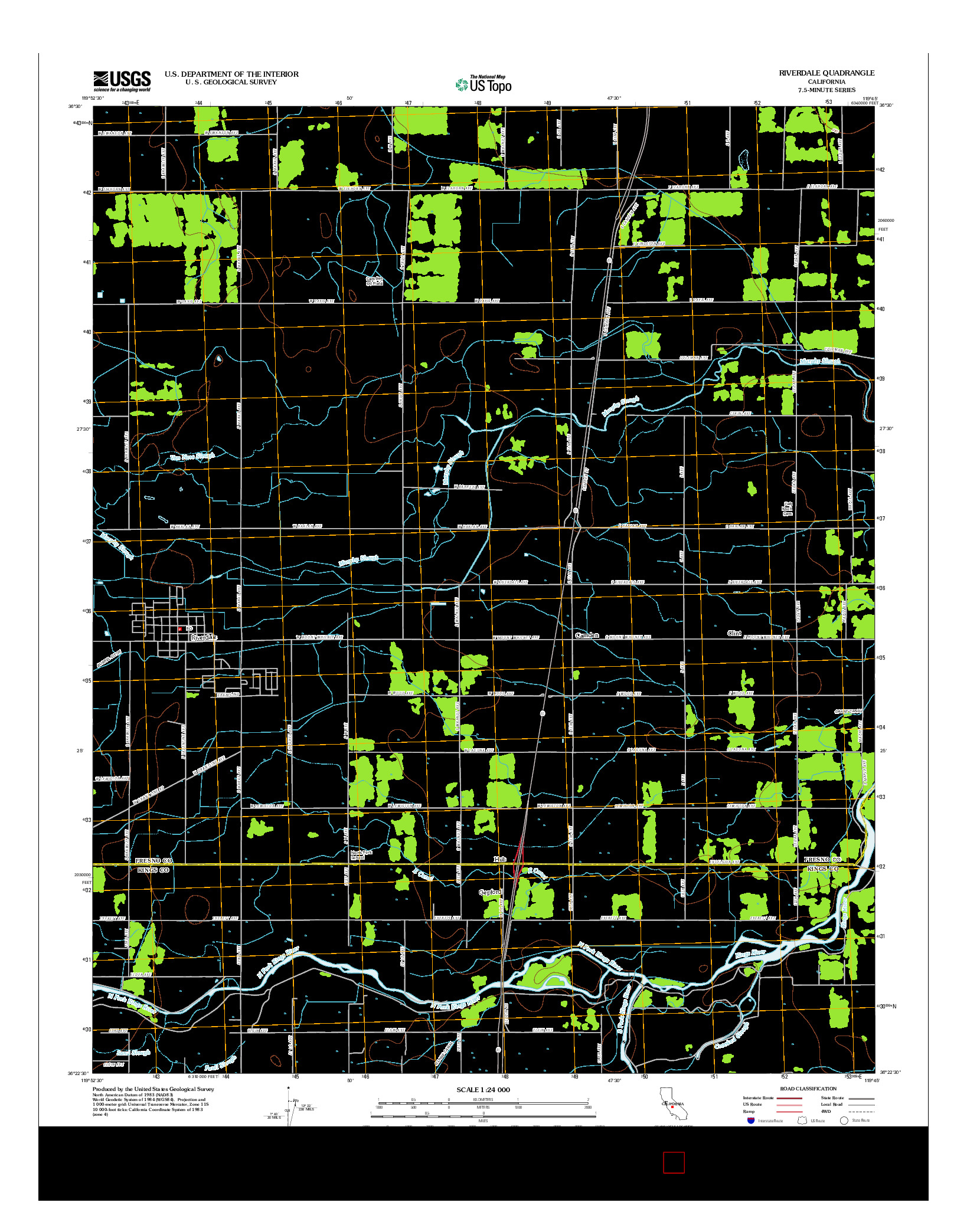 USGS US TOPO 7.5-MINUTE MAP FOR RIVERDALE, CA 2012