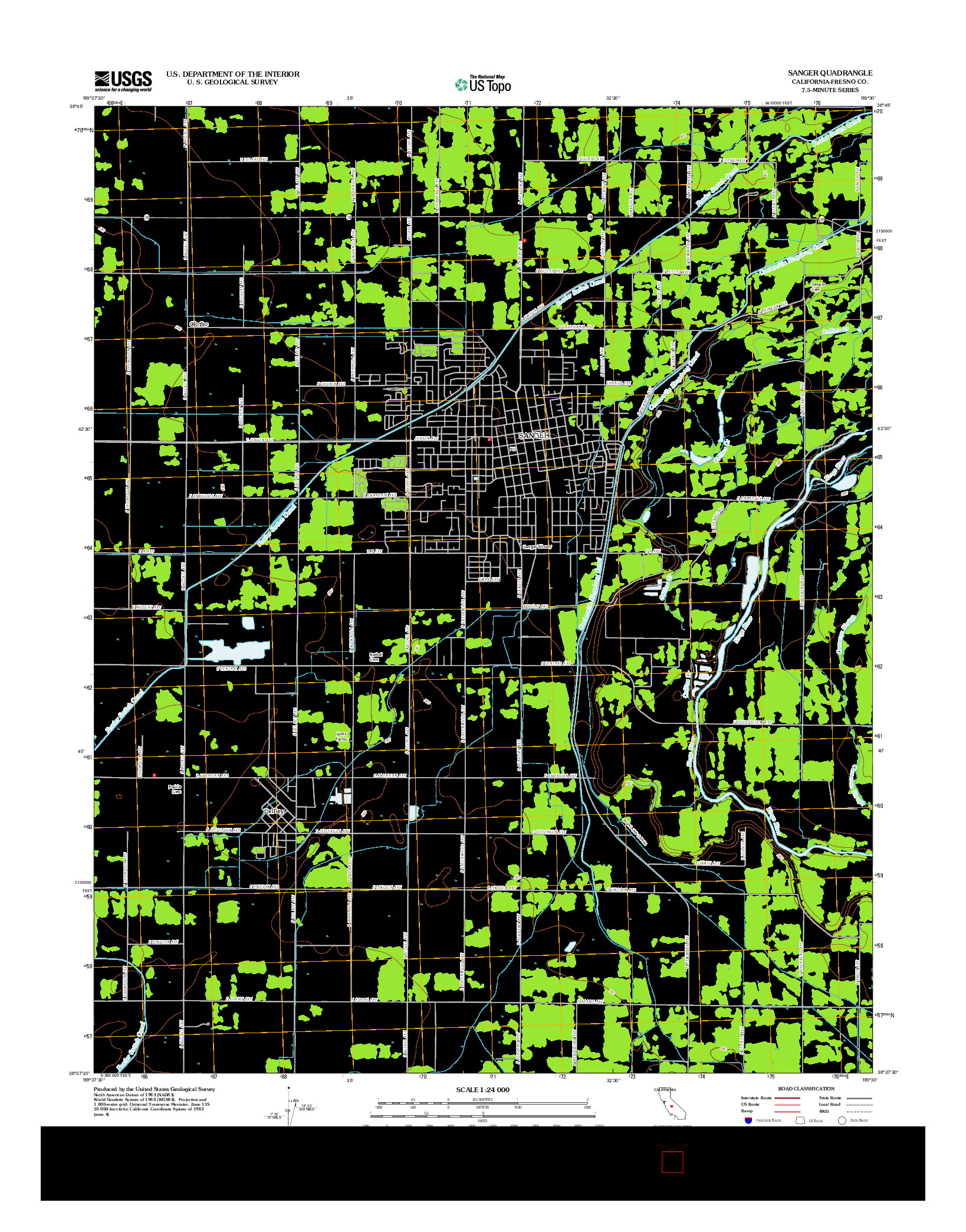 USGS US TOPO 7.5-MINUTE MAP FOR SANGER, CA 2012