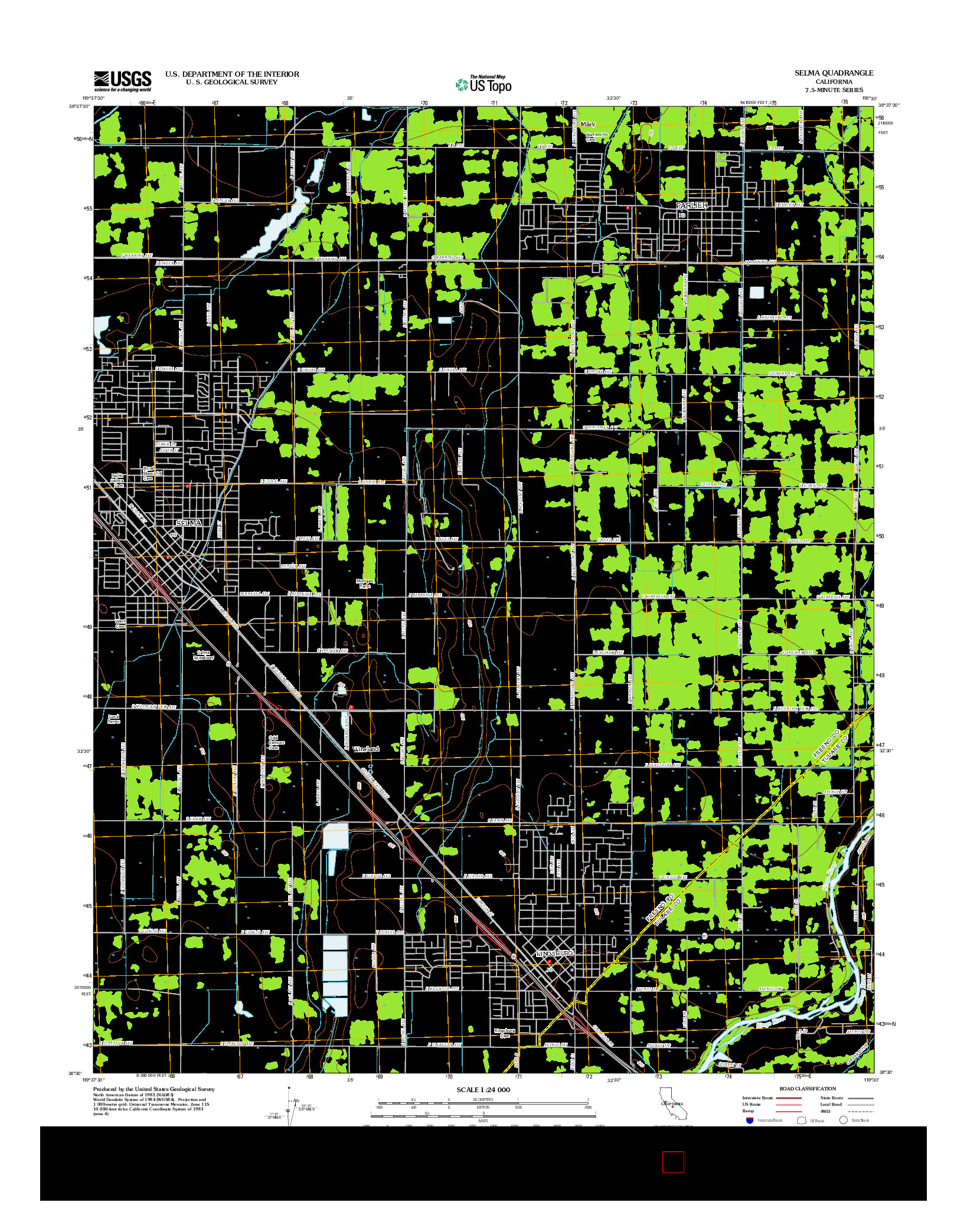 USGS US TOPO 7.5-MINUTE MAP FOR SELMA, CA 2012