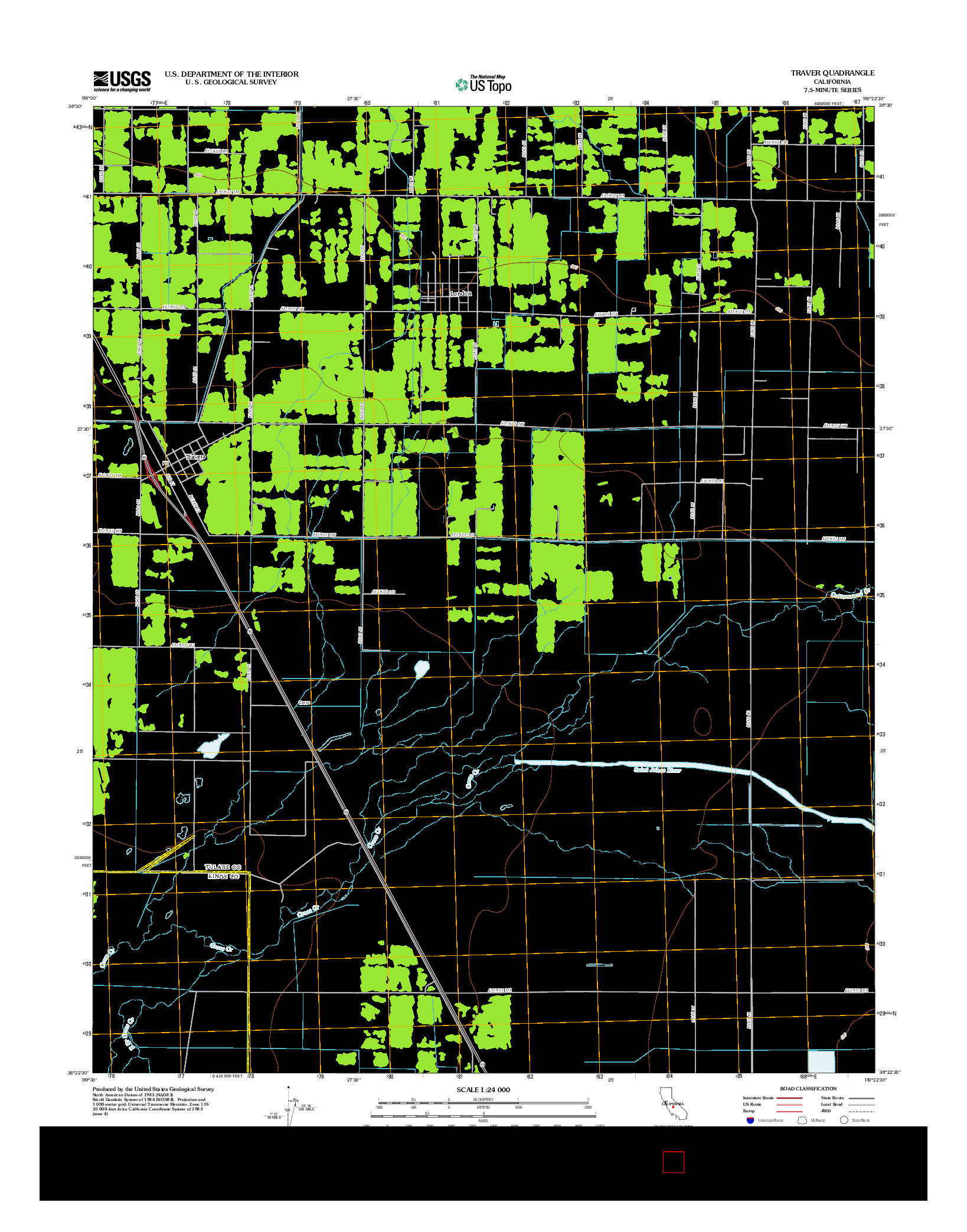 USGS US TOPO 7.5-MINUTE MAP FOR TRAVER, CA 2012