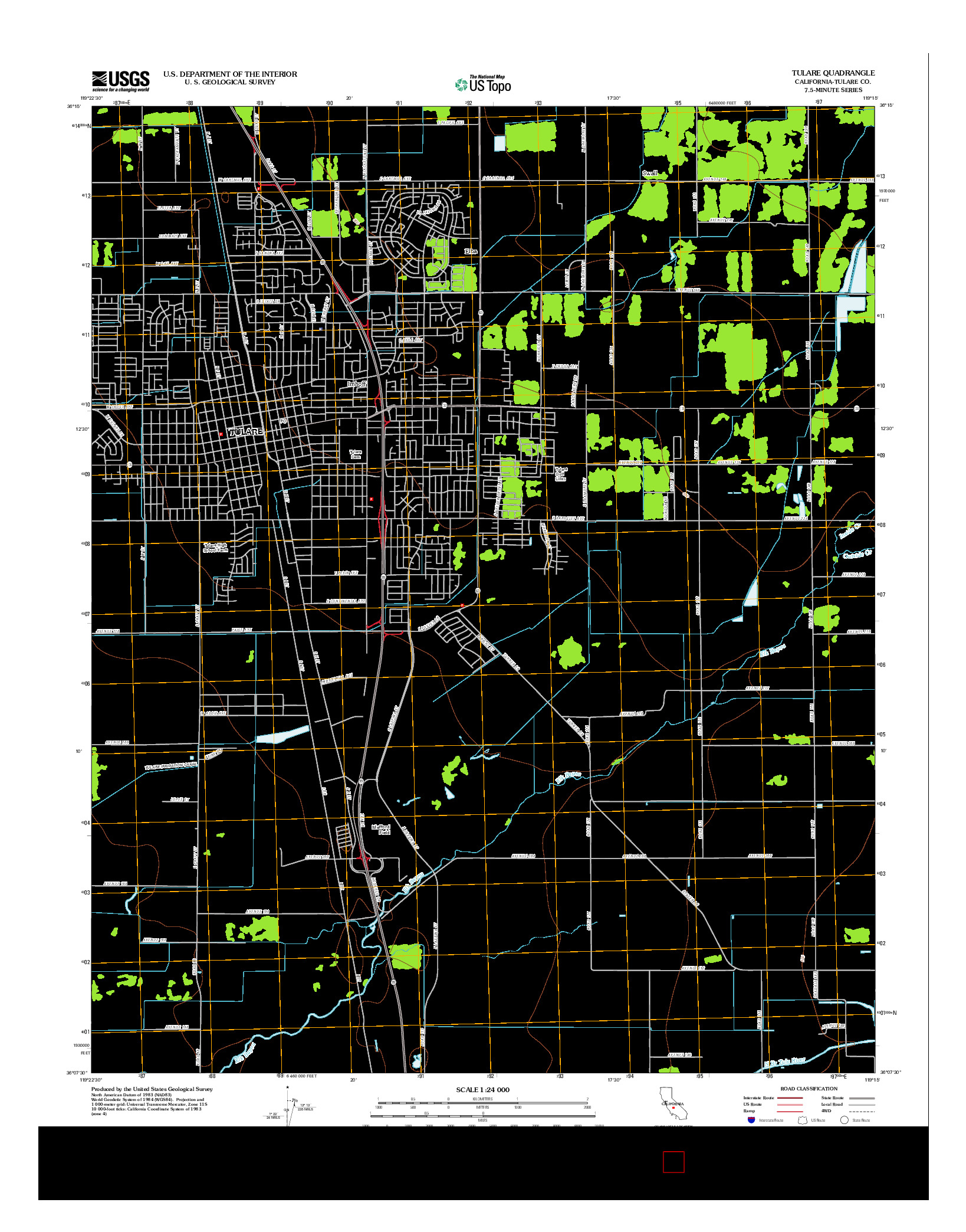 USGS US TOPO 7.5-MINUTE MAP FOR TULARE, CA 2012