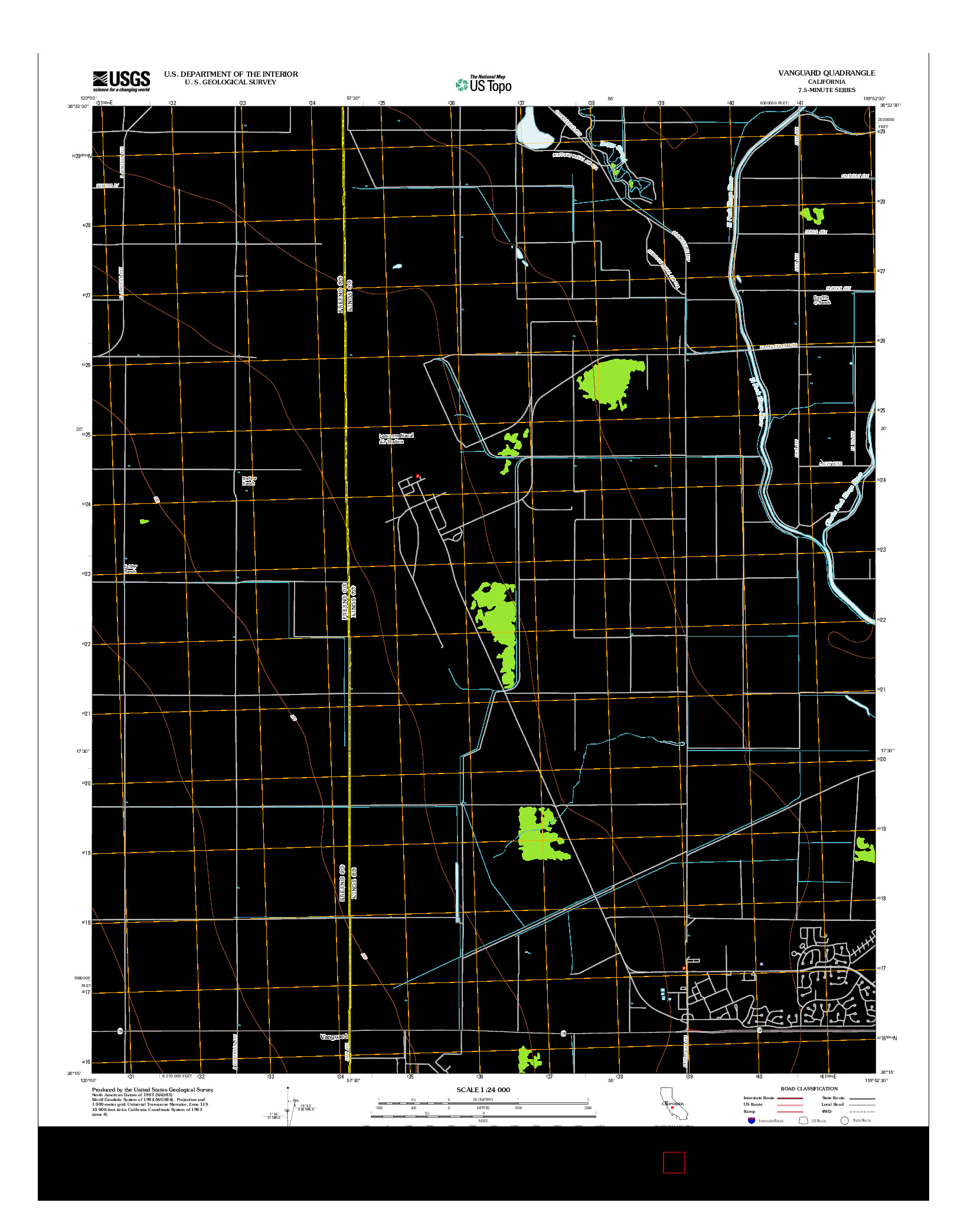 USGS US TOPO 7.5-MINUTE MAP FOR VANGUARD, CA 2012