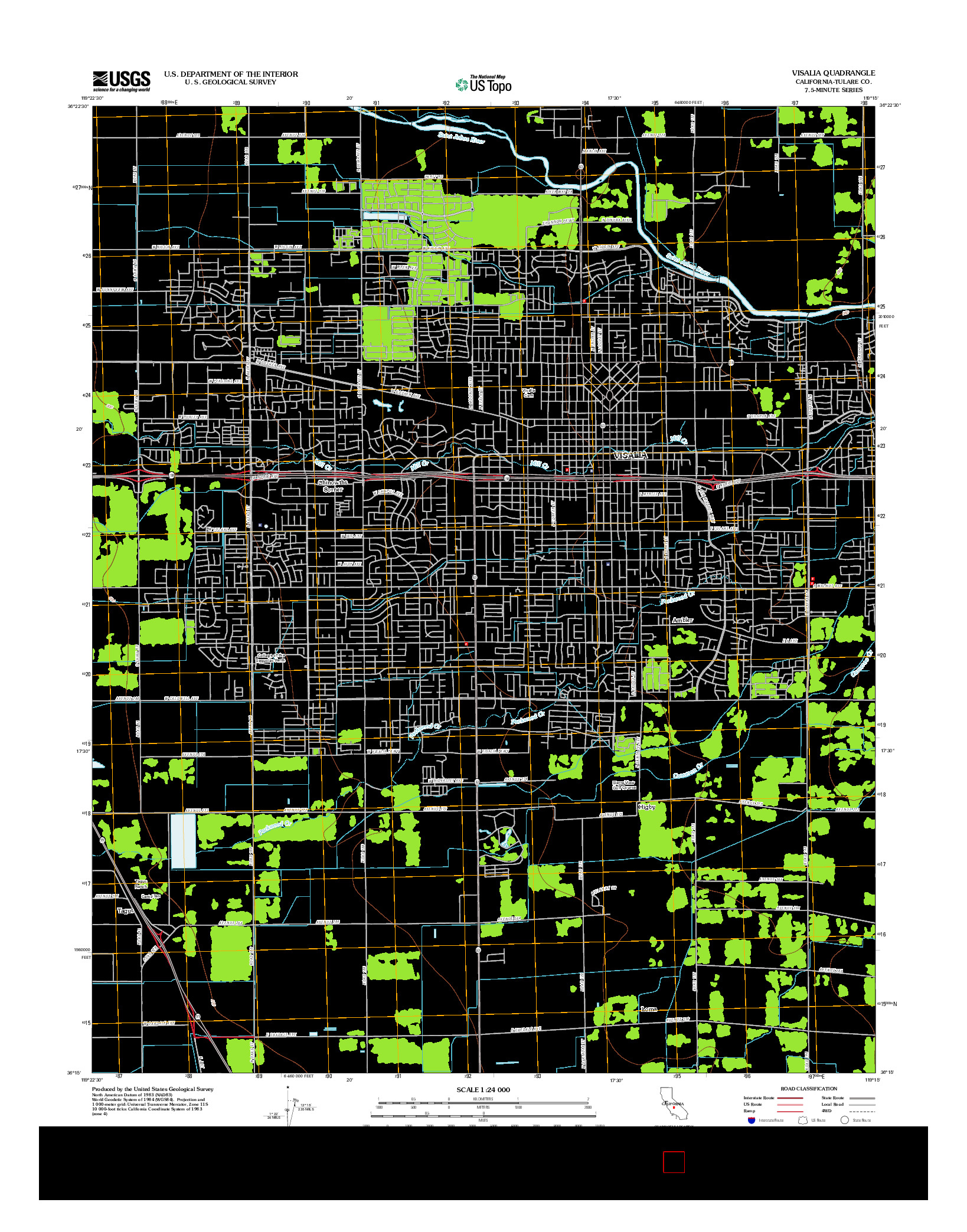 USGS US TOPO 7.5-MINUTE MAP FOR VISALIA, CA 2012