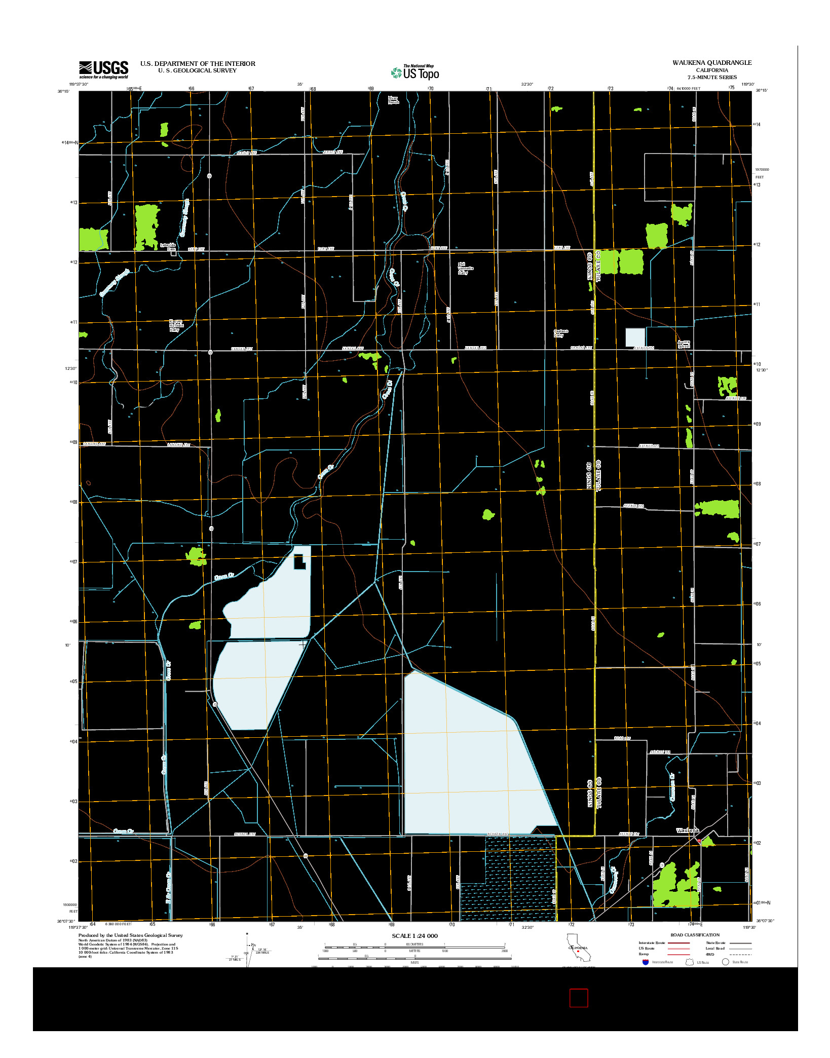USGS US TOPO 7.5-MINUTE MAP FOR WAUKENA, CA 2012