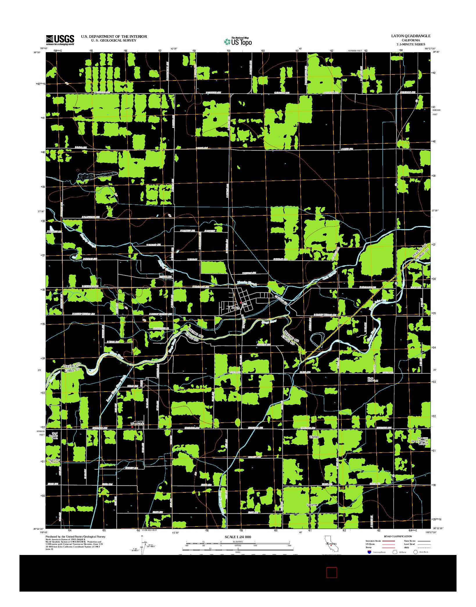 USGS US TOPO 7.5-MINUTE MAP FOR LATON, CA 2012