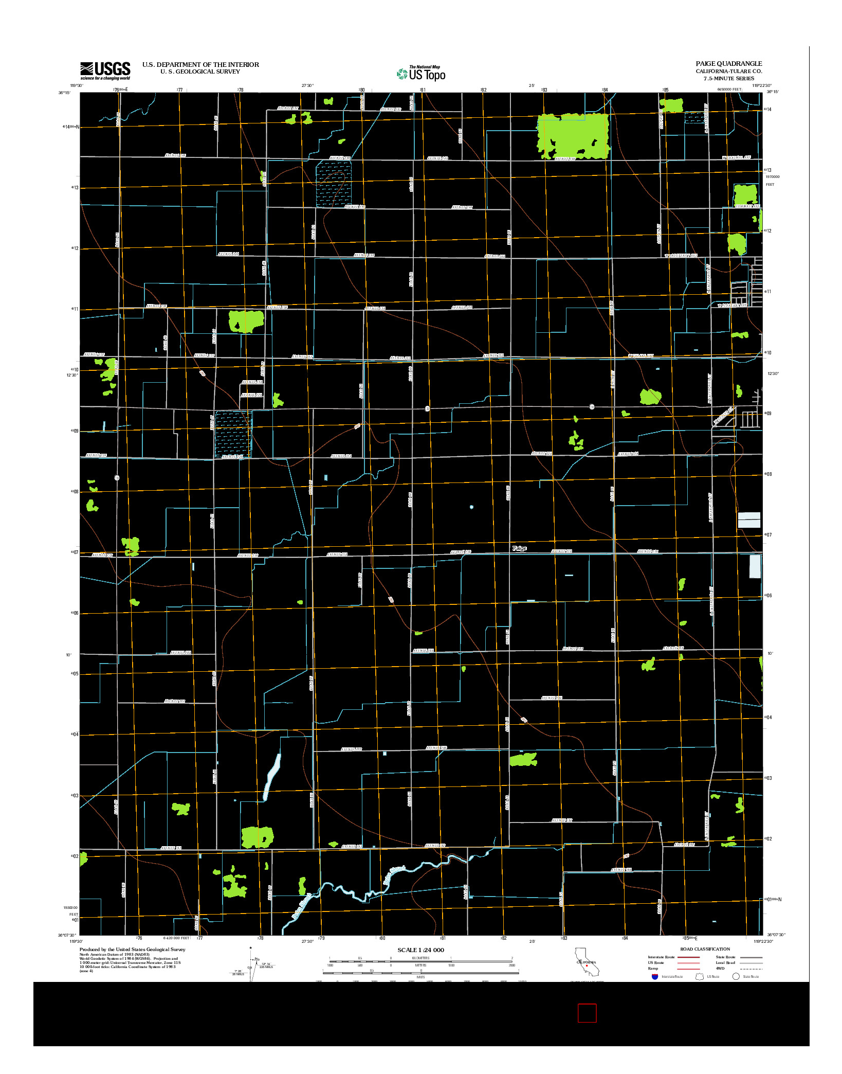 USGS US TOPO 7.5-MINUTE MAP FOR PAIGE, CA 2012