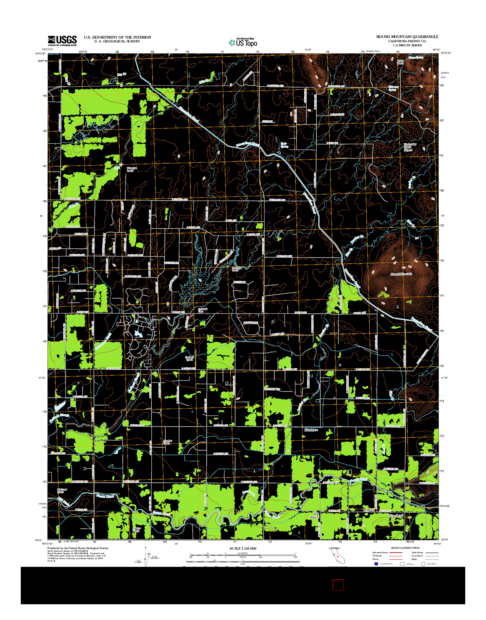 USGS US TOPO 7.5-MINUTE MAP FOR ROUND MOUNTAIN, CA 2012