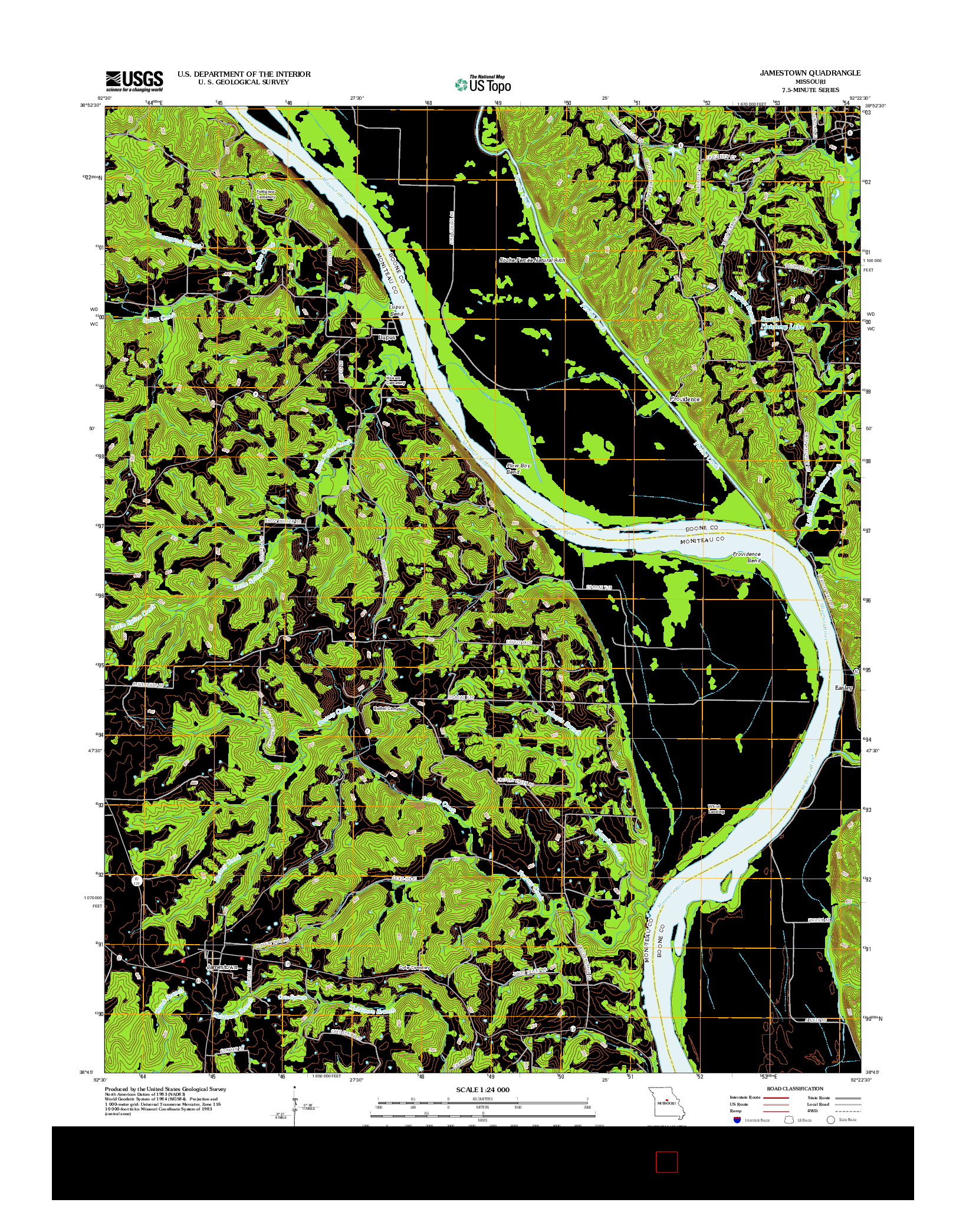USGS US TOPO 7.5-MINUTE MAP FOR JAMESTOWN, MO 2012