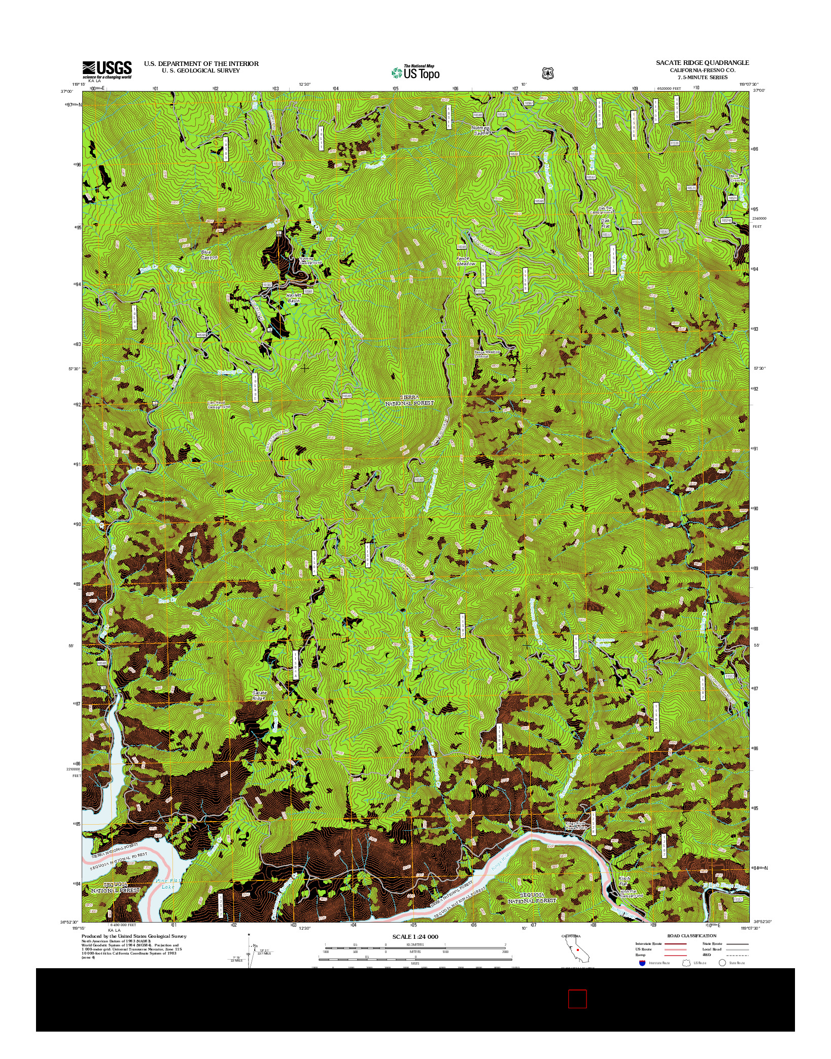 USGS US TOPO 7.5-MINUTE MAP FOR SACATE RIDGE, CA 2012