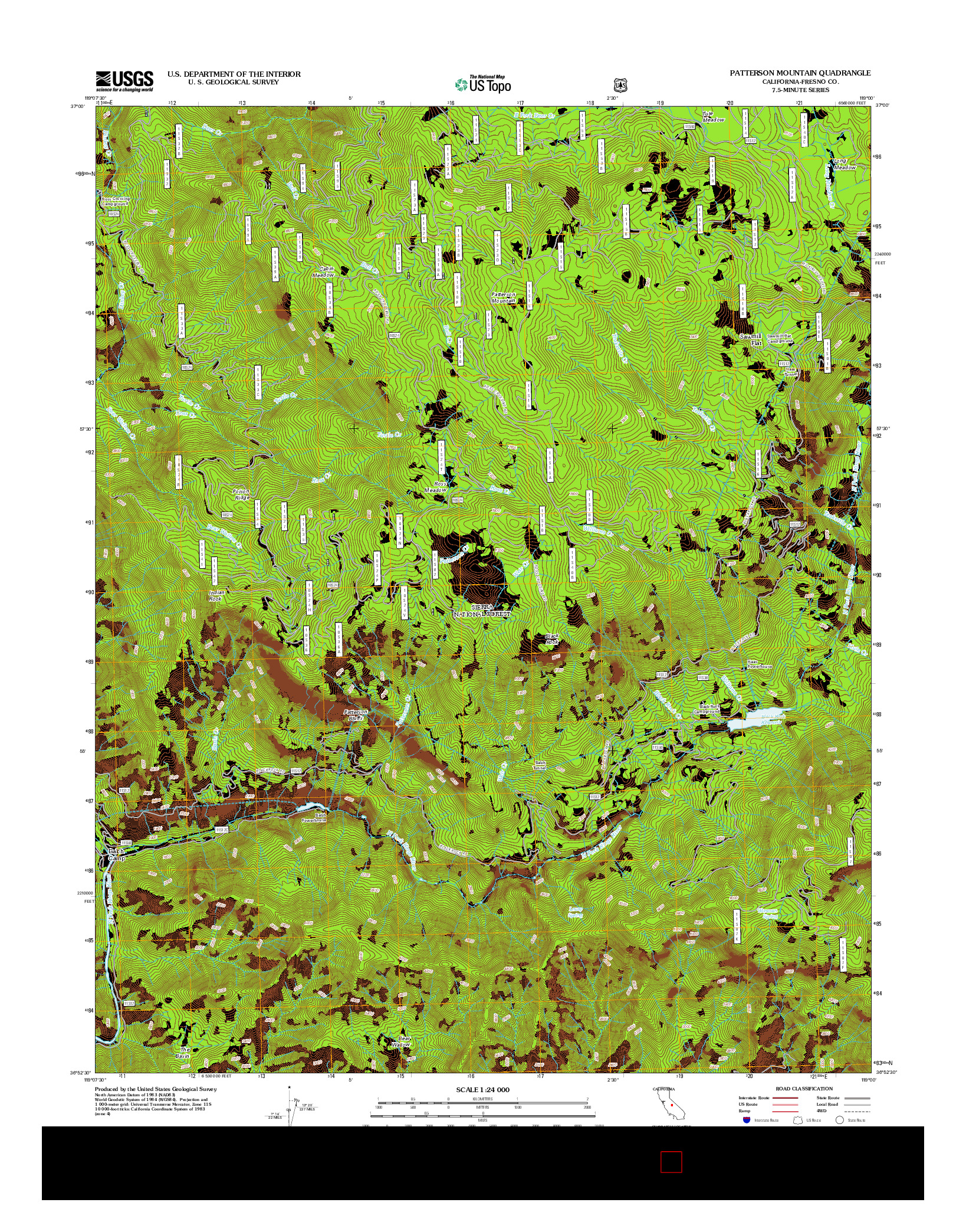 USGS US TOPO 7.5-MINUTE MAP FOR PATTERSON MOUNTAIN, CA 2012