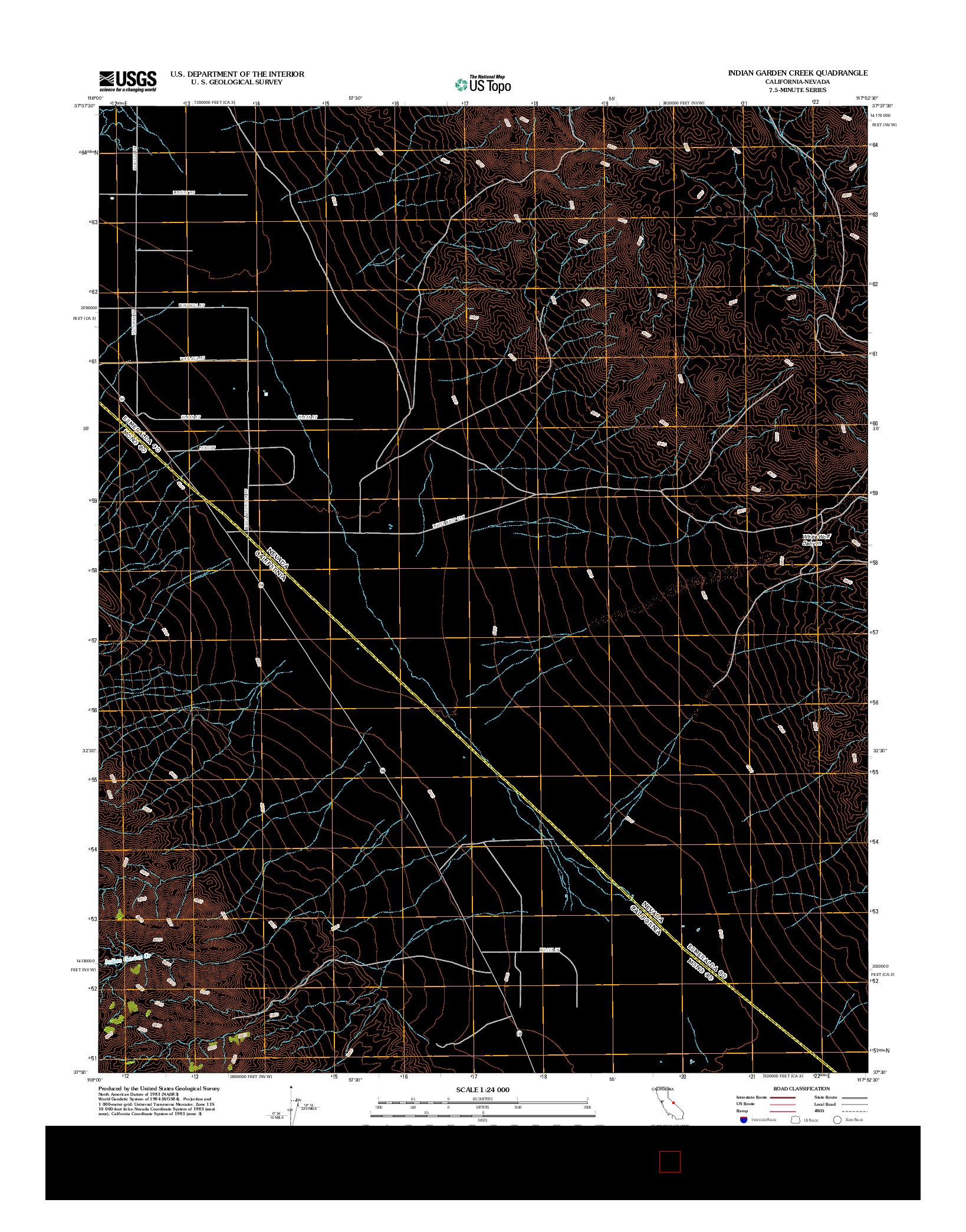 USGS US TOPO 7.5-MINUTE MAP FOR INDIAN GARDEN CREEK, CA-NV 2012