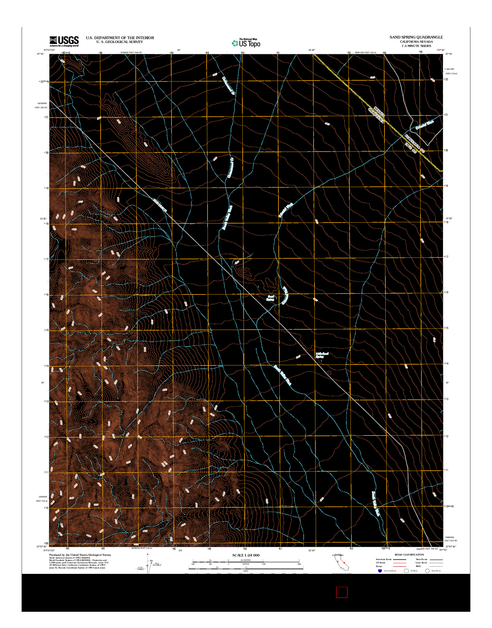 USGS US TOPO 7.5-MINUTE MAP FOR SAND SPRING, CA-NV 2012
