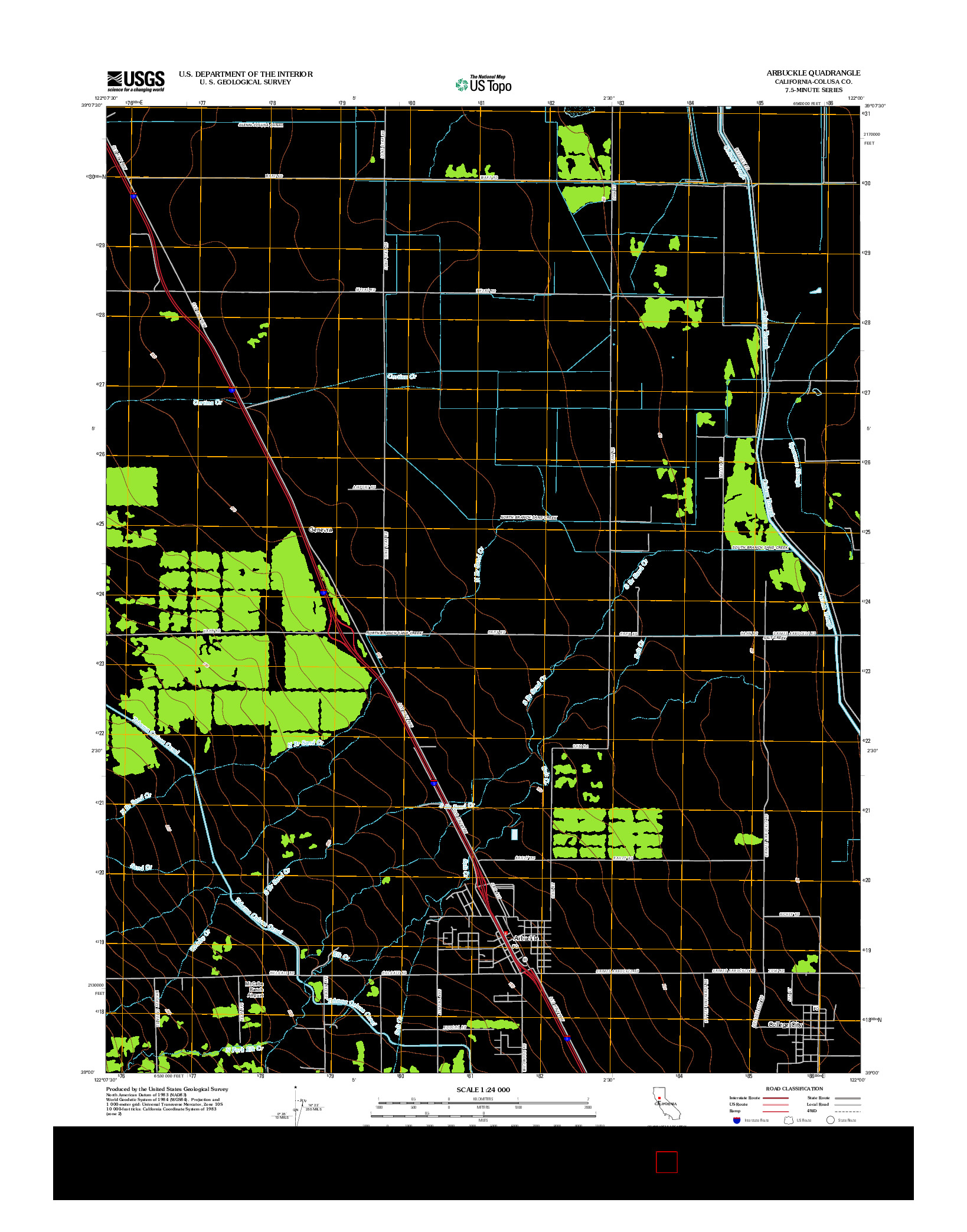 USGS US TOPO 7.5-MINUTE MAP FOR ARBUCKLE, CA 2012