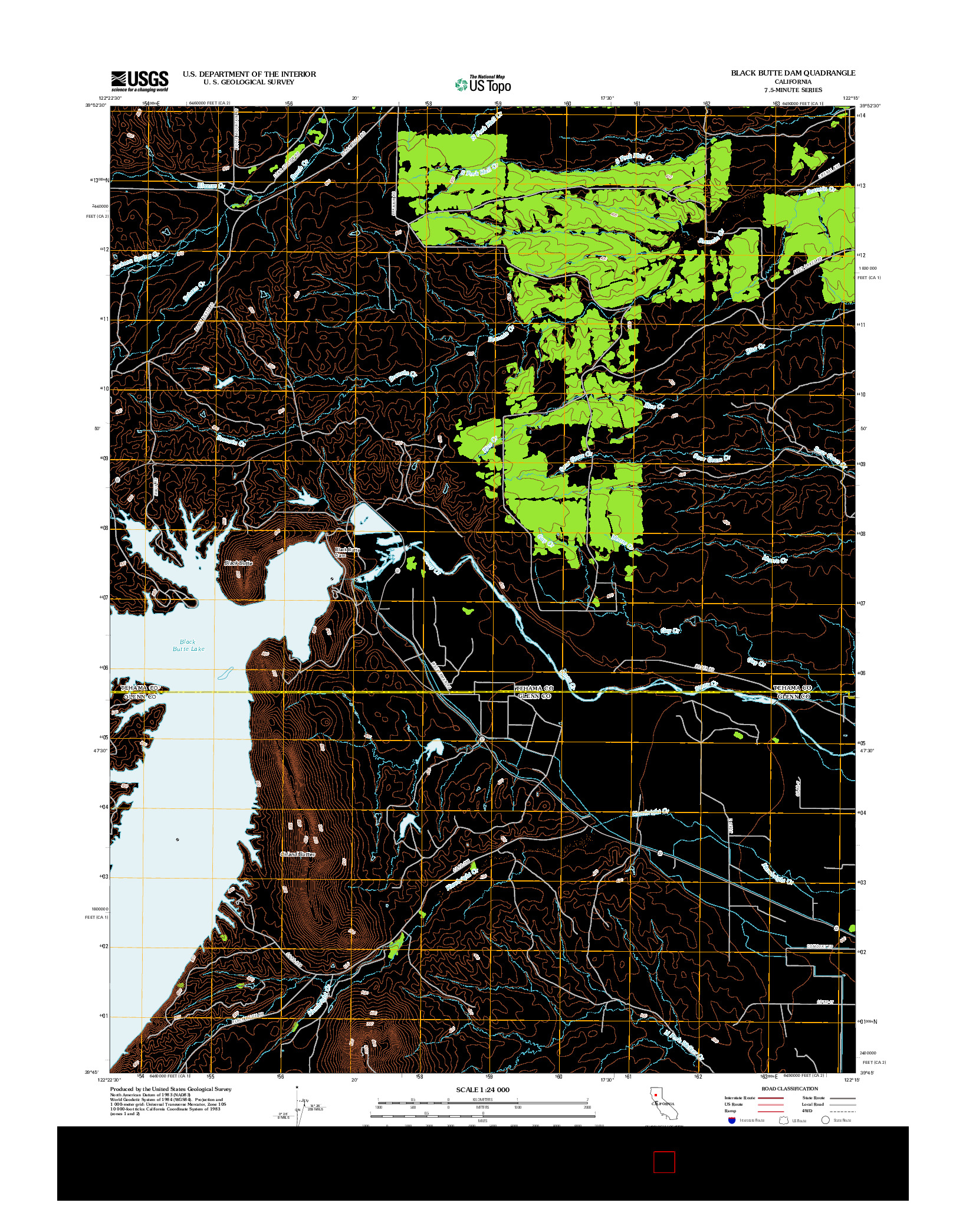 USGS US TOPO 7.5-MINUTE MAP FOR BLACK BUTTE DAM, CA 2012