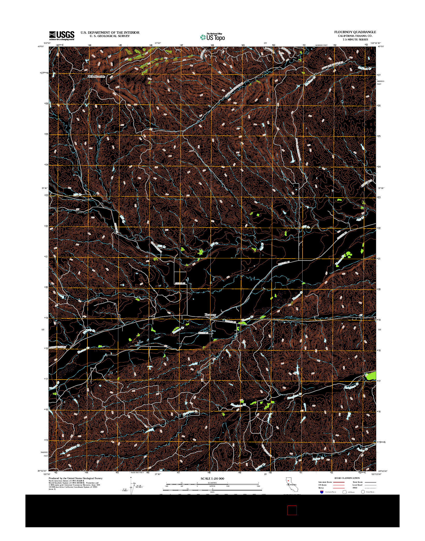 USGS US TOPO 7.5-MINUTE MAP FOR FLOURNOY, CA 2012