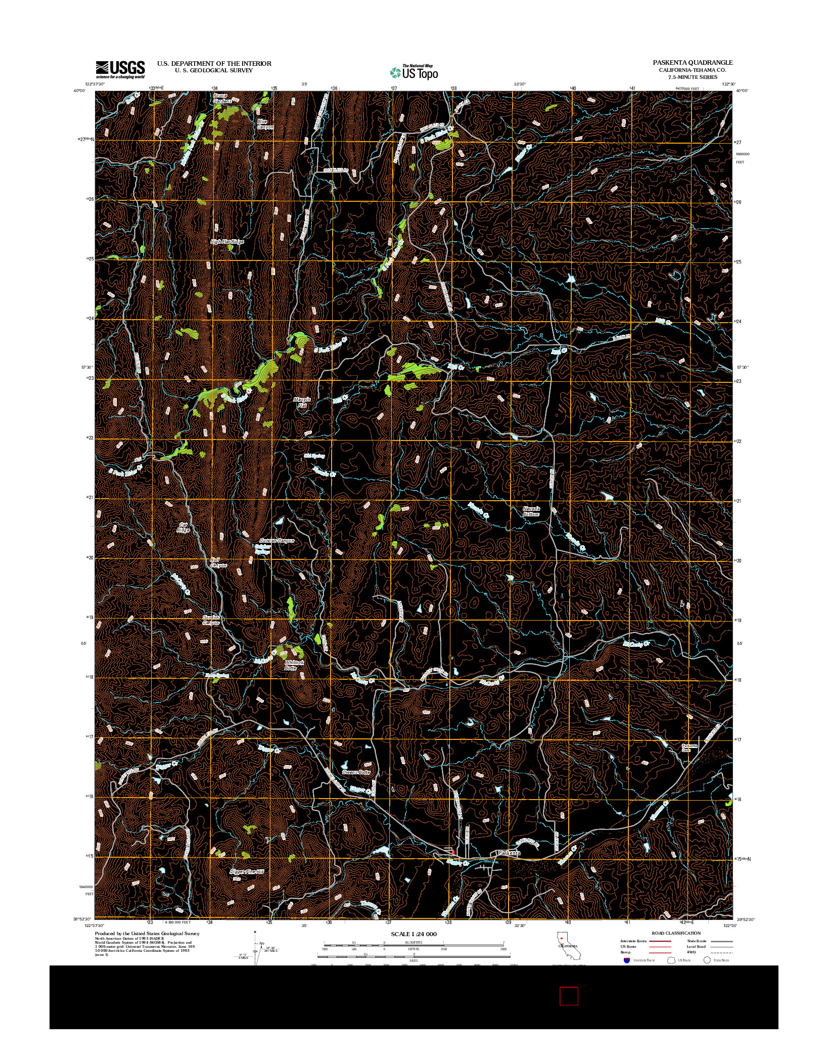 USGS US TOPO 7.5-MINUTE MAP FOR PASKENTA, CA 2012