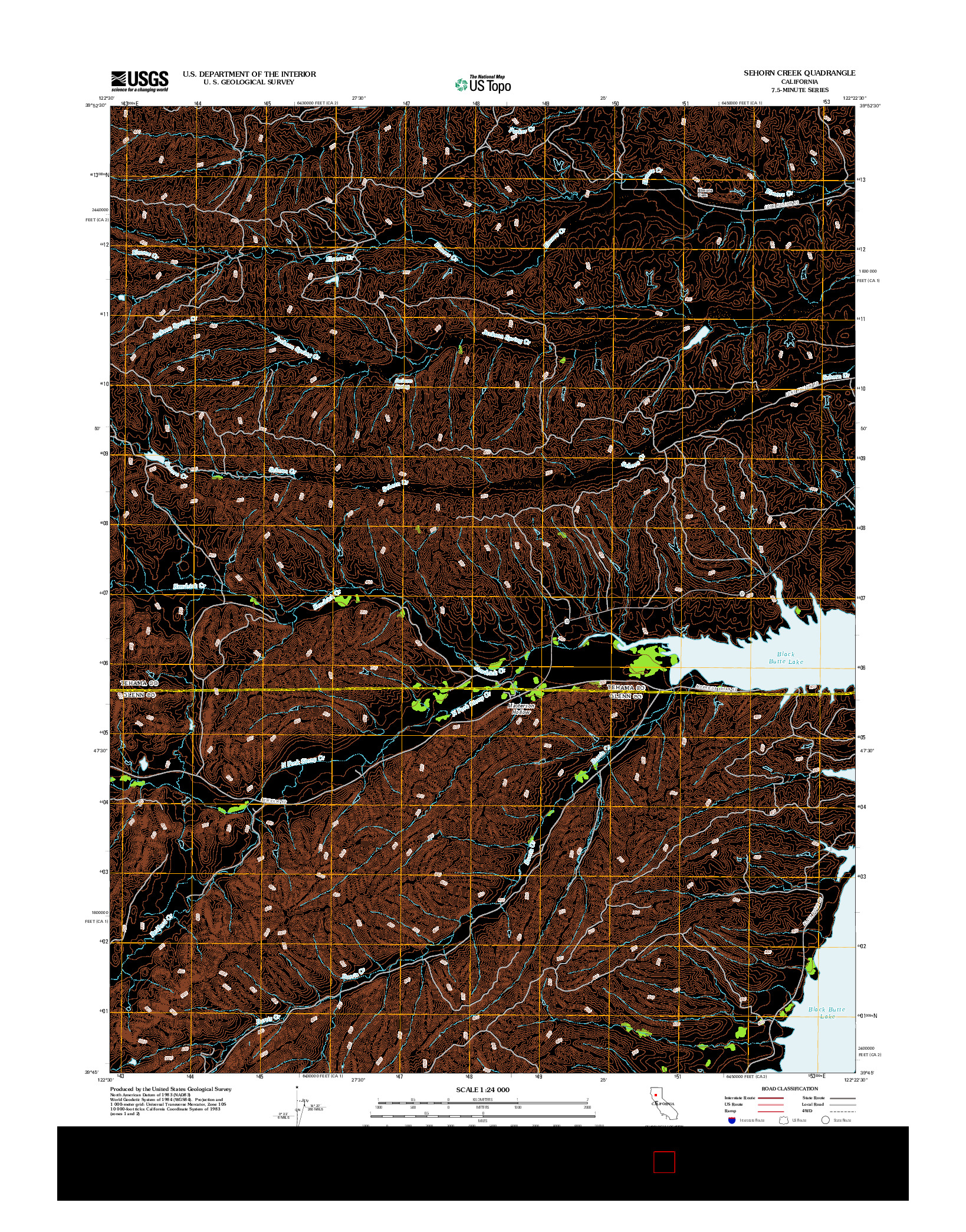 USGS US TOPO 7.5-MINUTE MAP FOR SEHORN CREEK, CA 2012