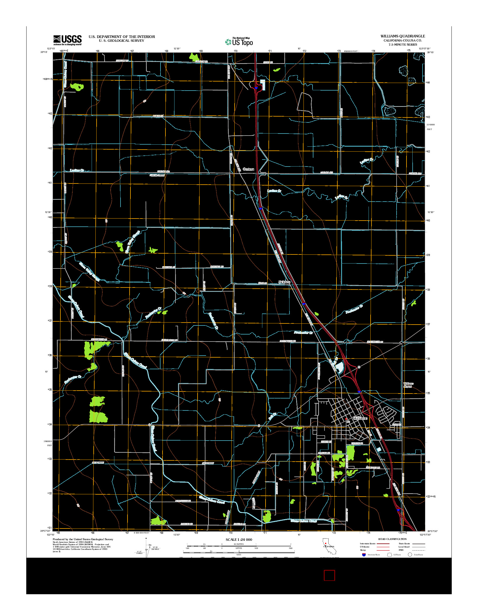 USGS US TOPO 7.5-MINUTE MAP FOR WILLIAMS, CA 2012