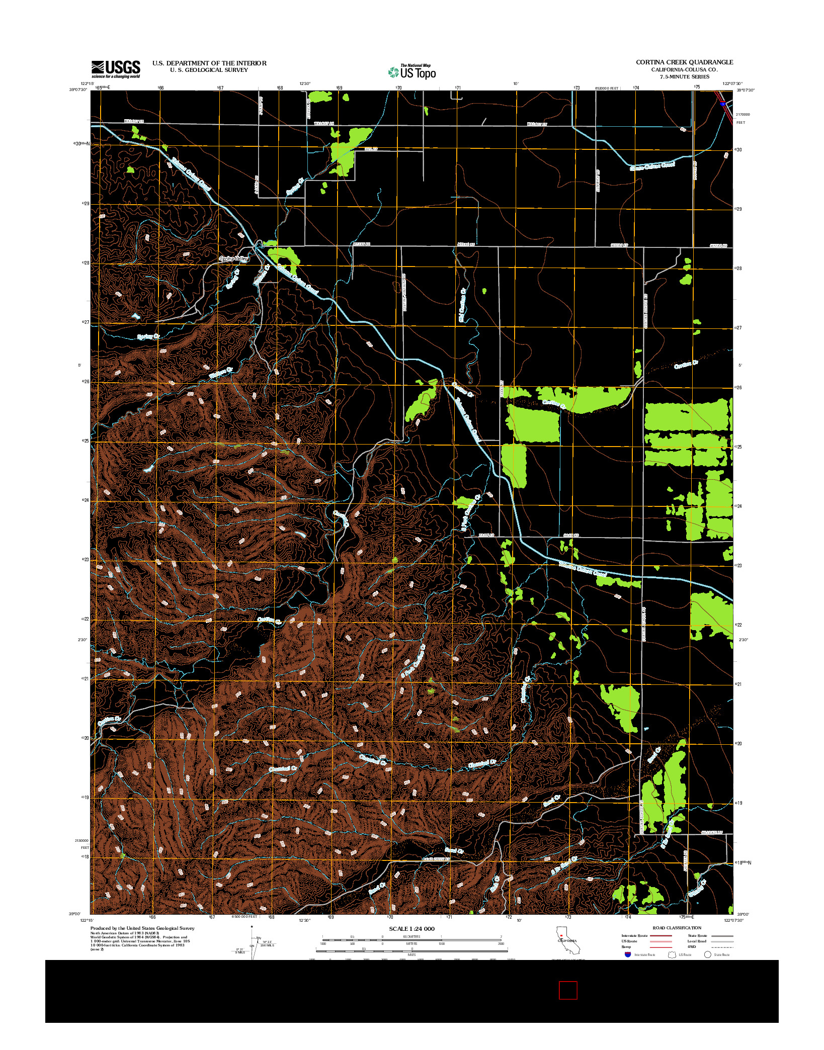 USGS US TOPO 7.5-MINUTE MAP FOR CORTINA CREEK, CA 2012