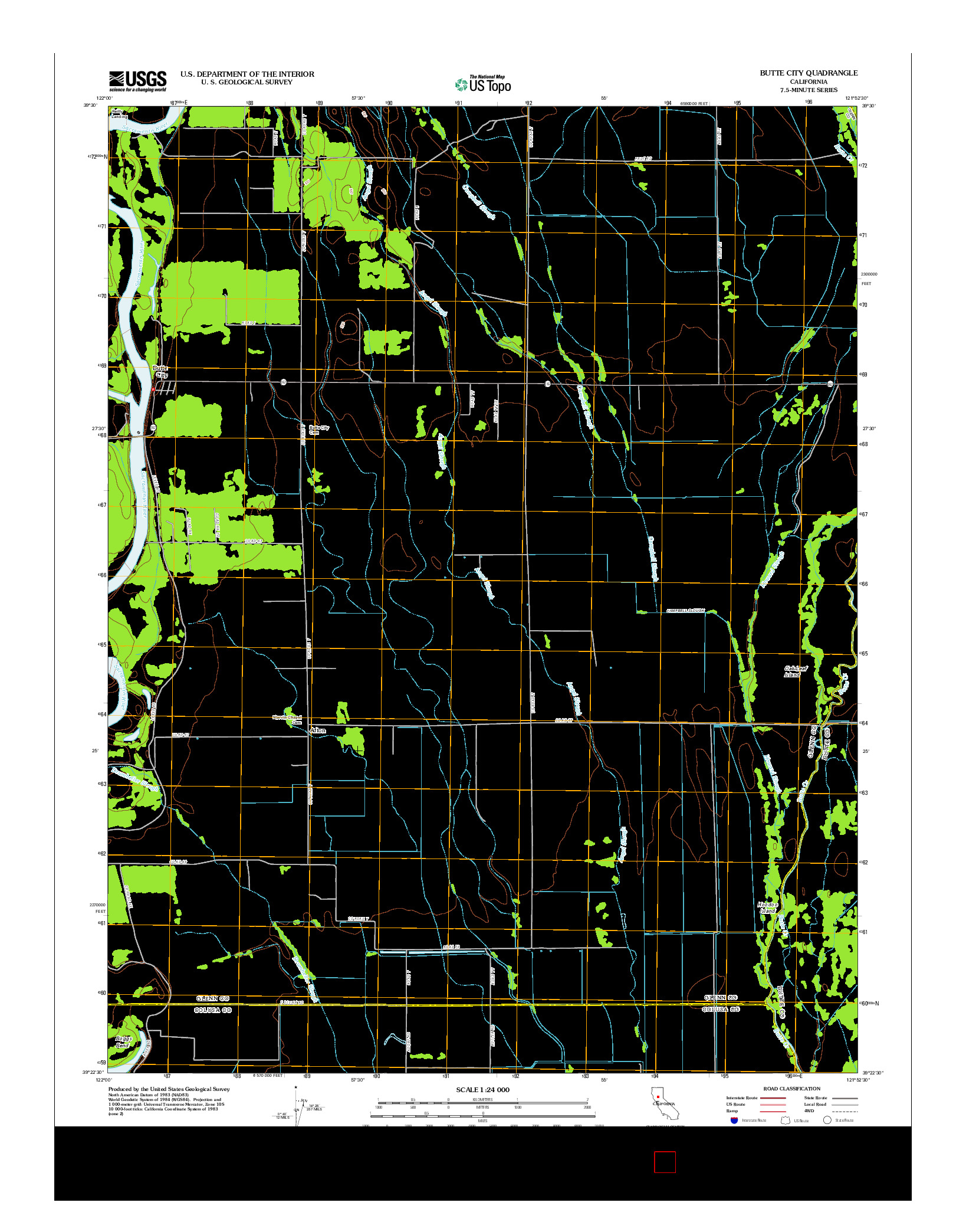 USGS US TOPO 7.5-MINUTE MAP FOR BUTTE CITY, CA 2012