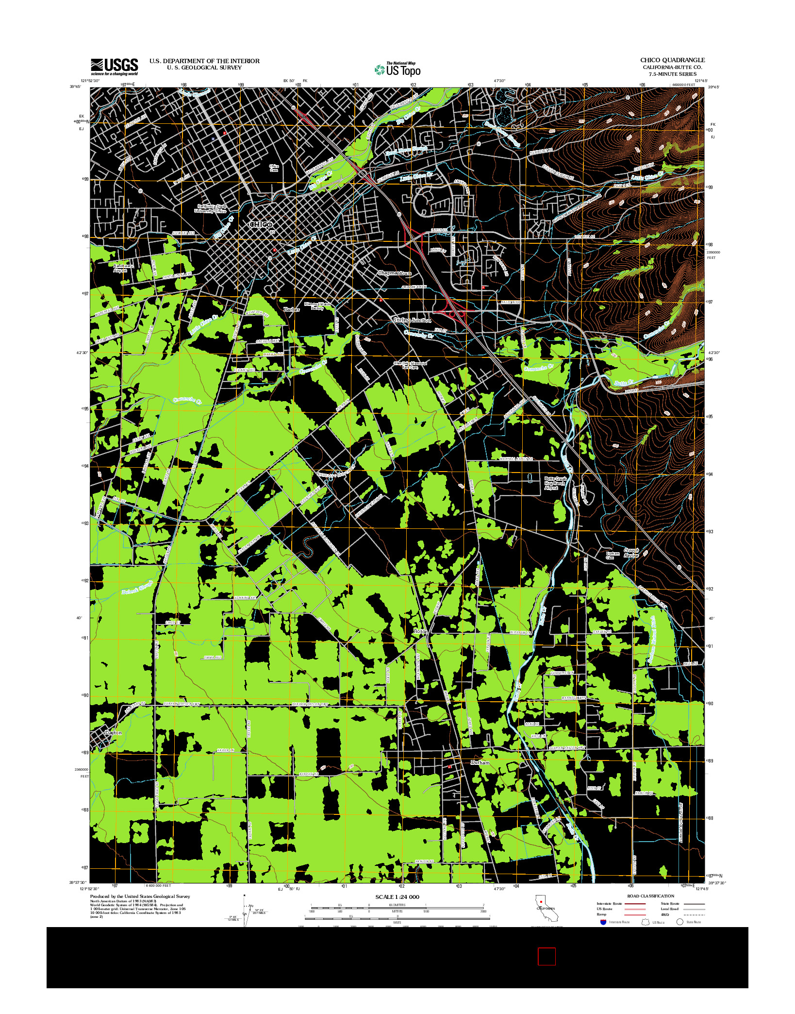 USGS US TOPO 7.5-MINUTE MAP FOR CHICO, CA 2012
