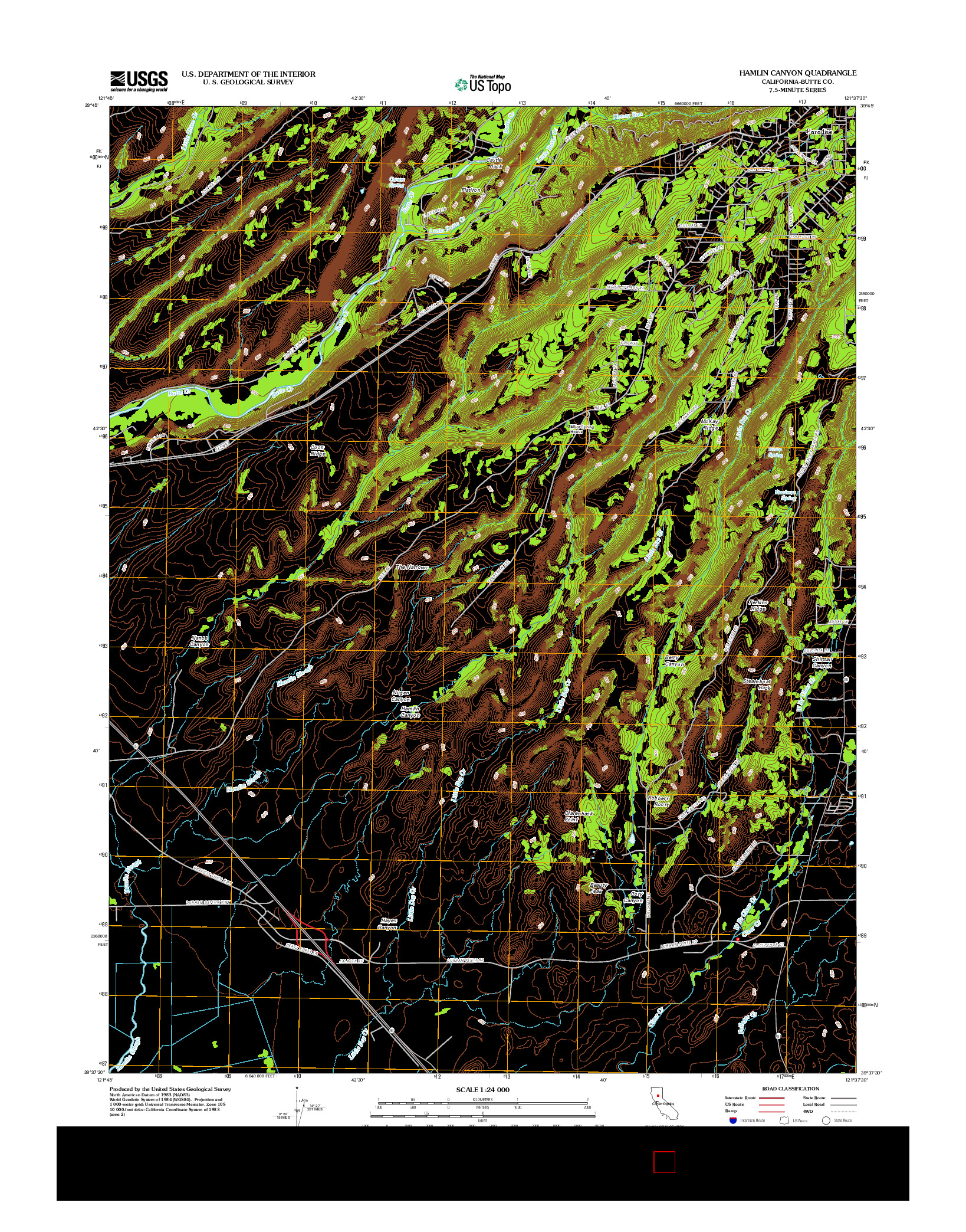 USGS US TOPO 7.5-MINUTE MAP FOR HAMLIN CANYON, CA 2012