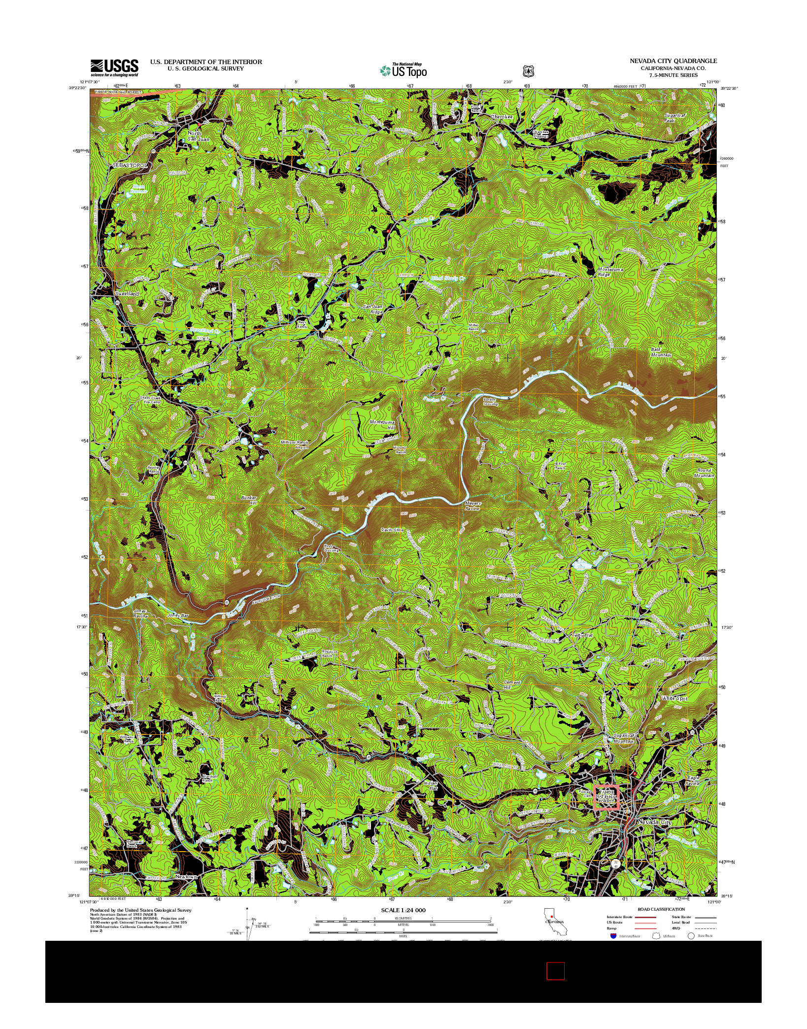 USGS US TOPO 7.5-MINUTE MAP FOR NEVADA CITY, CA 2012