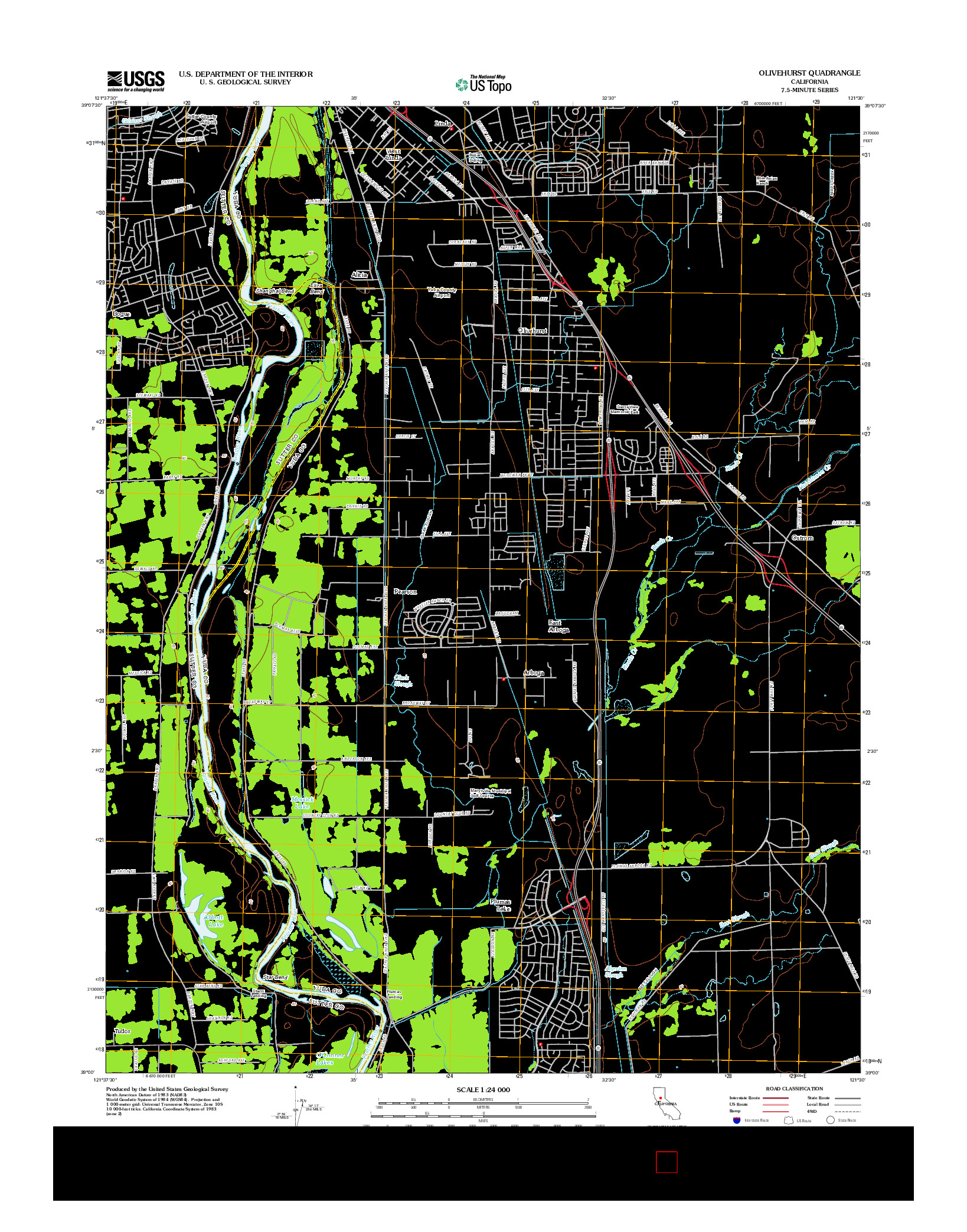 USGS US TOPO 7.5-MINUTE MAP FOR OLIVEHURST, CA 2012