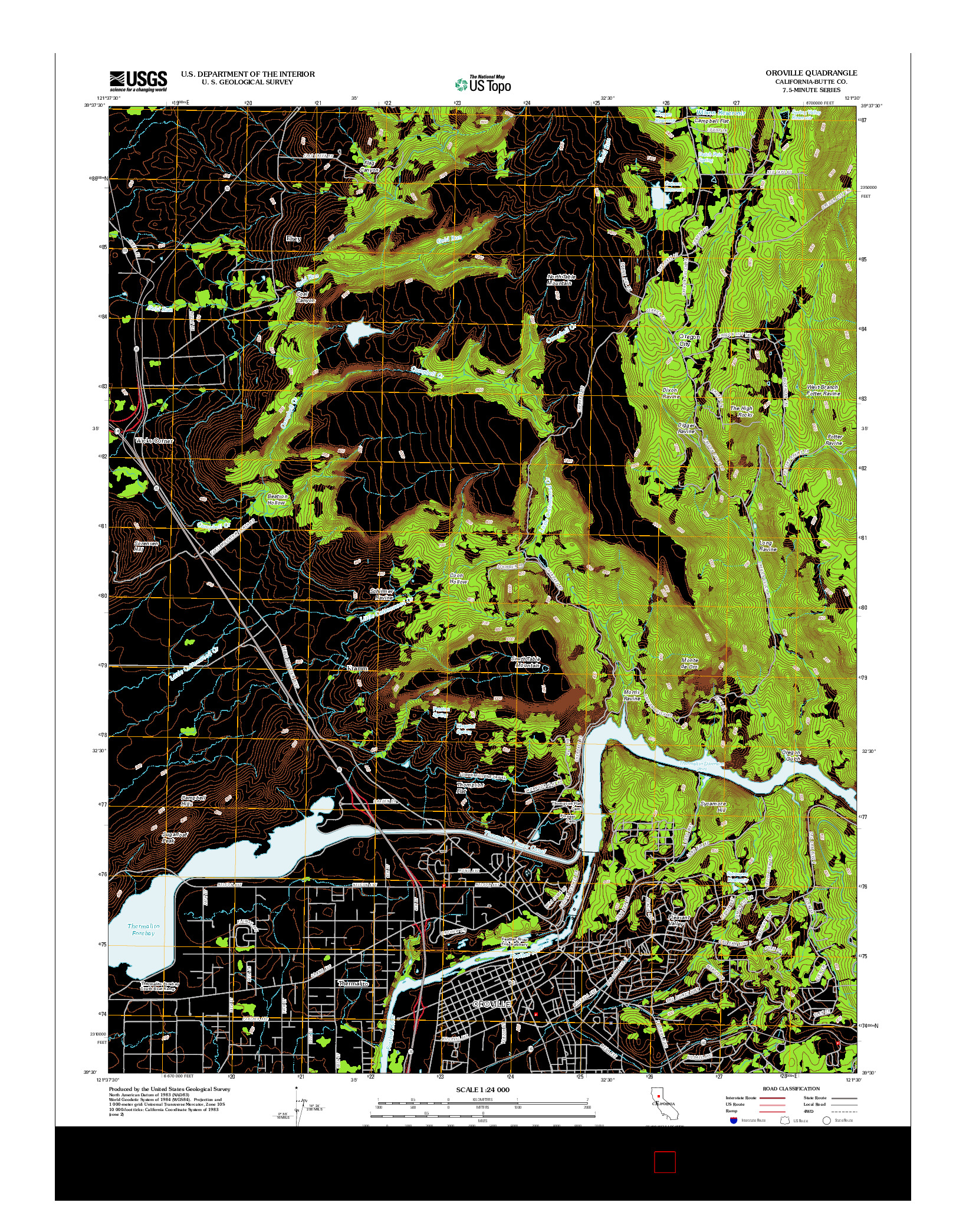 USGS US TOPO 7.5-MINUTE MAP FOR OROVILLE, CA 2012