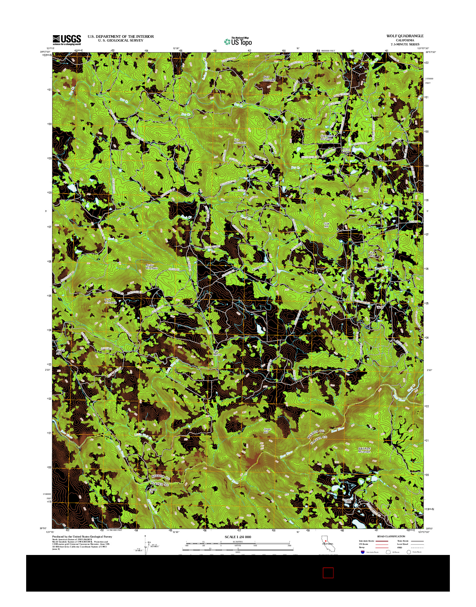 USGS US TOPO 7.5-MINUTE MAP FOR WOLF, CA 2012