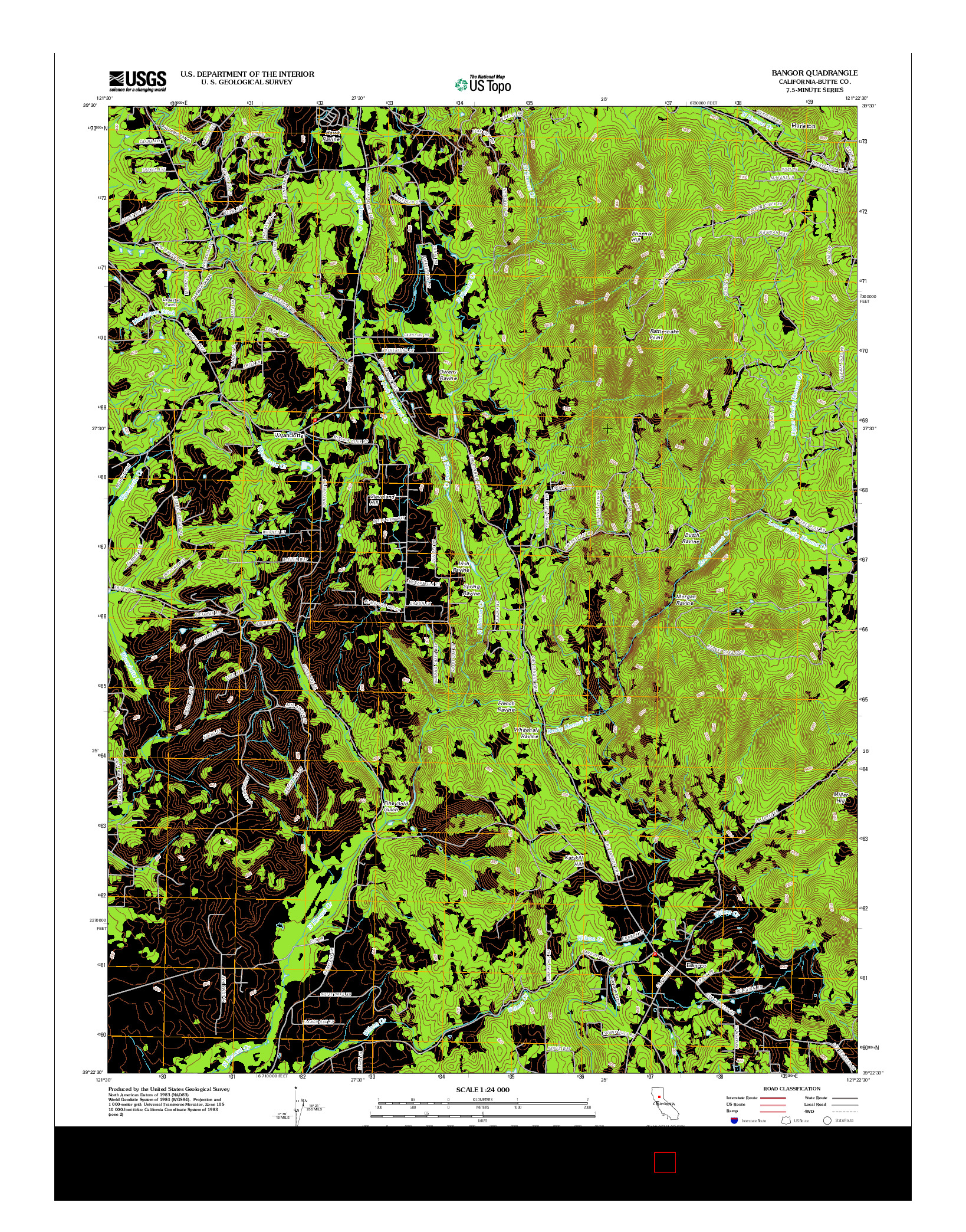 USGS US TOPO 7.5-MINUTE MAP FOR BANGOR, CA 2012