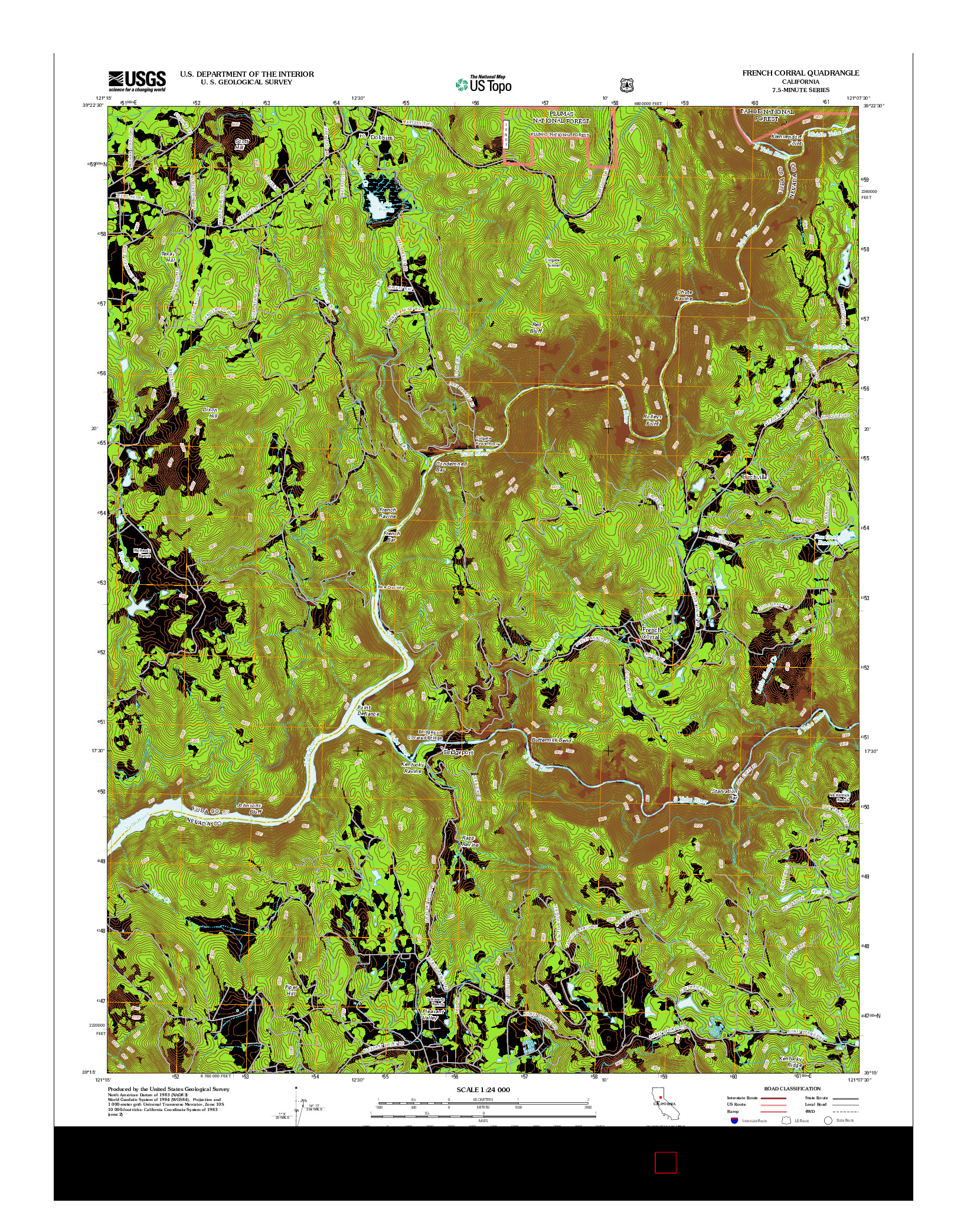 USGS US TOPO 7.5-MINUTE MAP FOR FRENCH CORRAL, CA 2012
