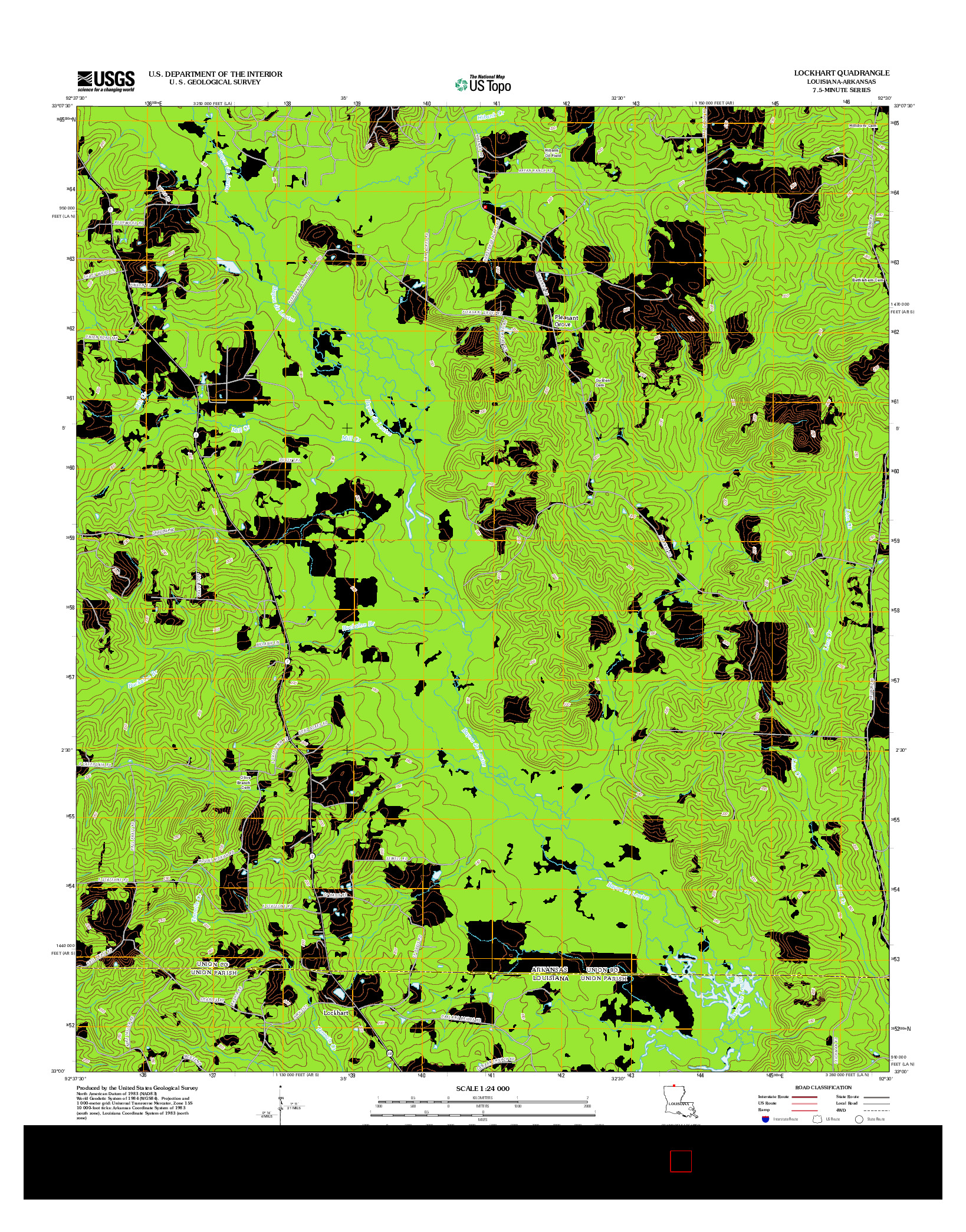 USGS US TOPO 7.5-MINUTE MAP FOR LOCKHART, LA-AR 2012